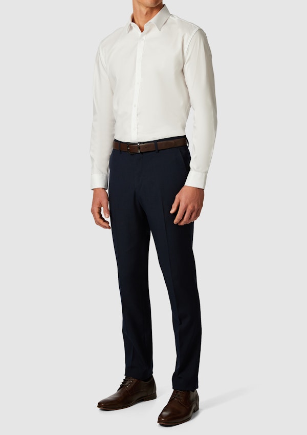 Navy Hexham Slim Twill Stretch Dress Pant