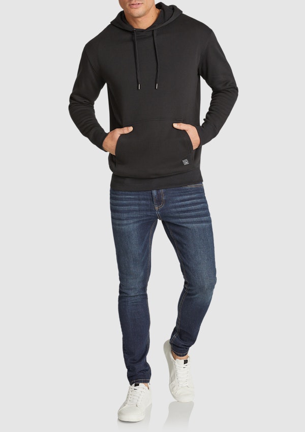 Black Leo Fleece Pullover Hoodie