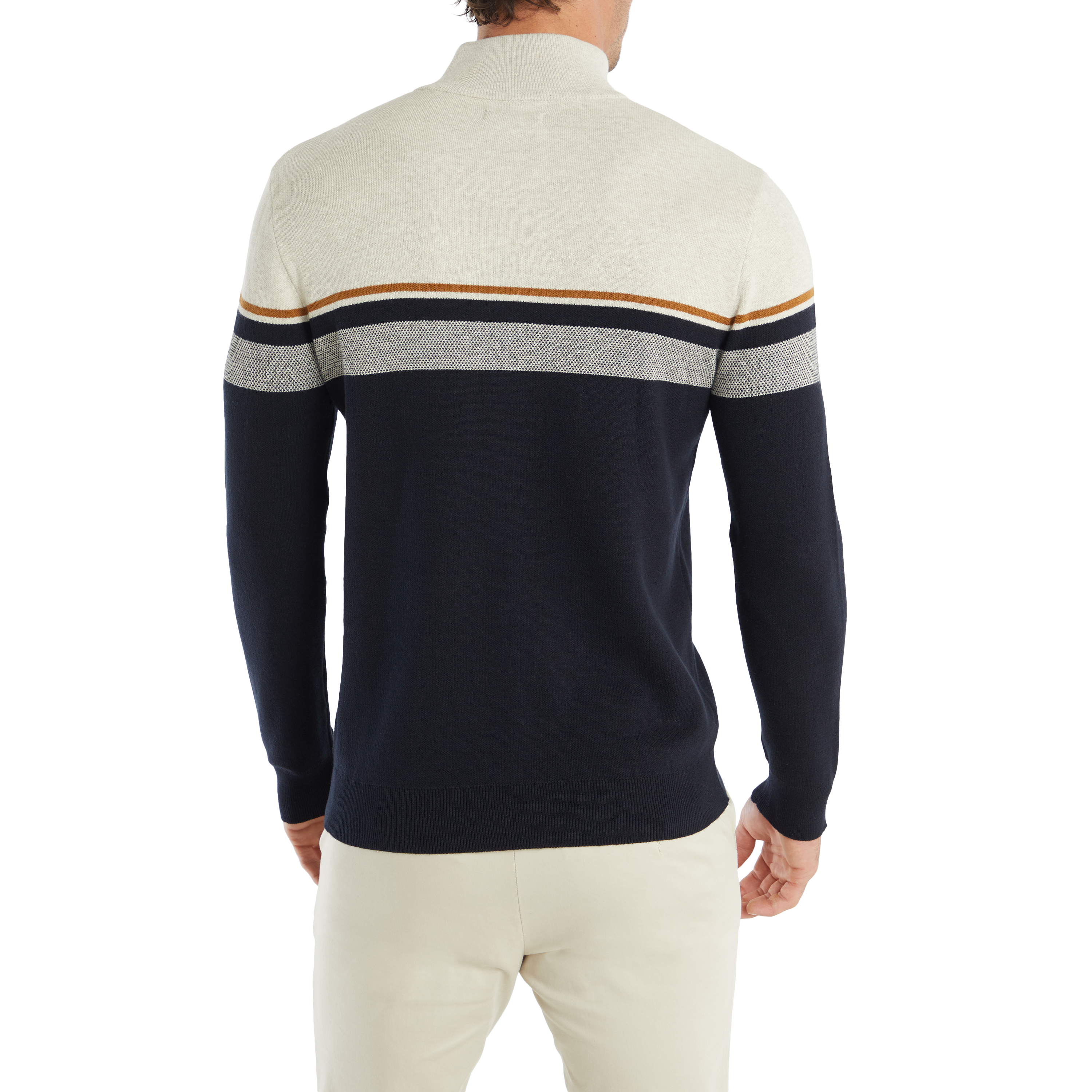 Ecru Garfield Cotton Quarter Zip Knit
