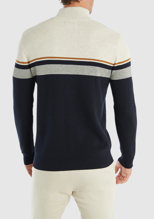 Ecru Garfield Cotton Quarter Zip Knit