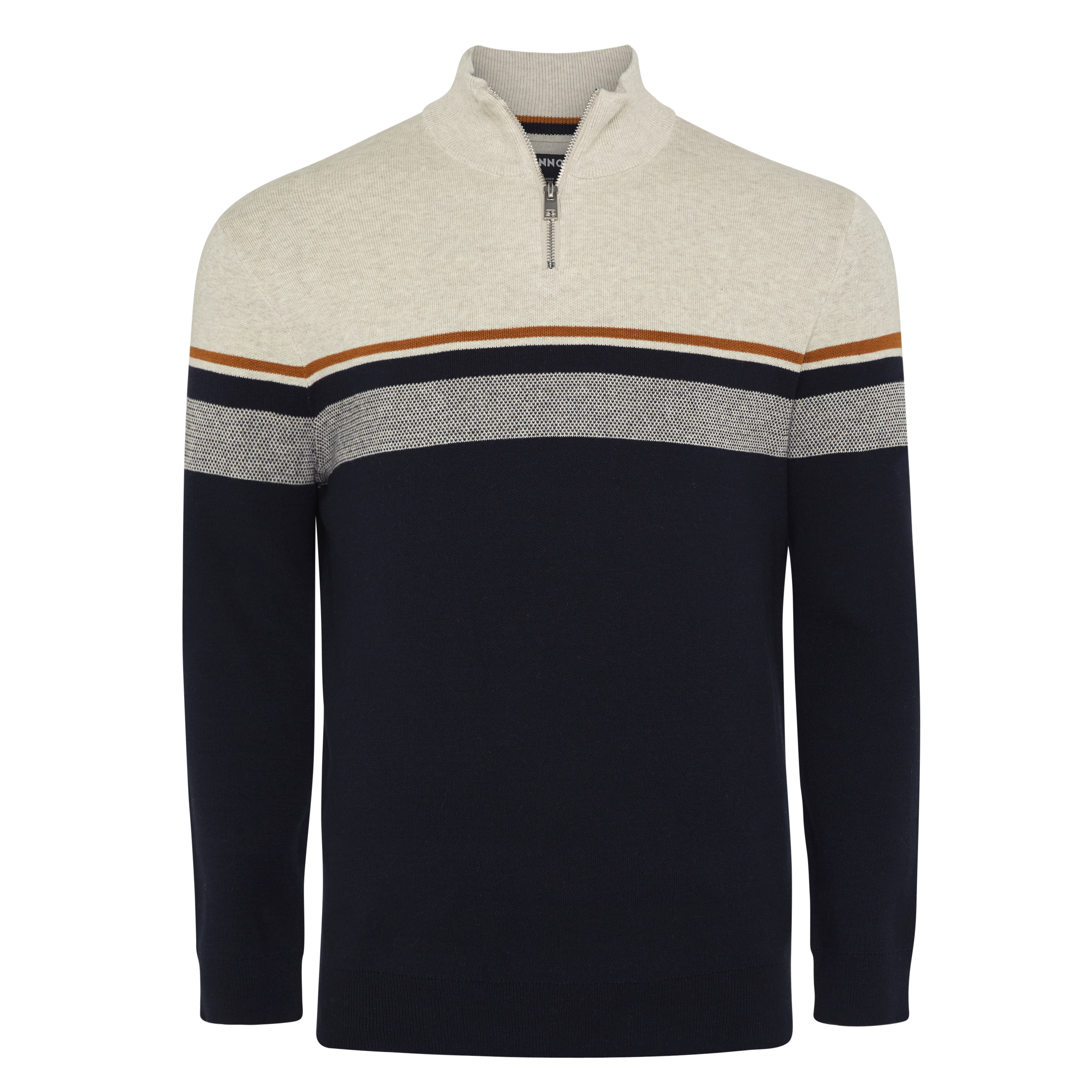 Ecru Garfield Cotton Quarter Zip Knit