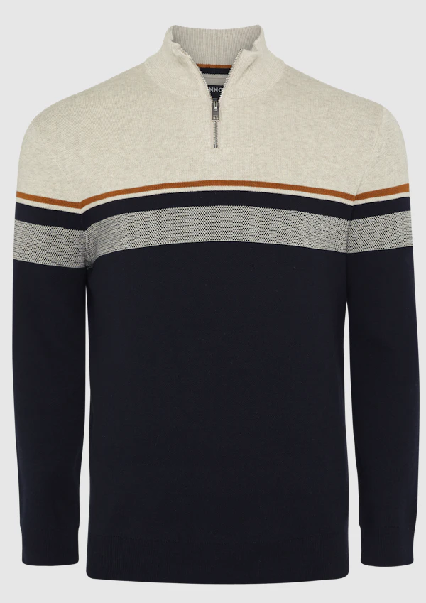 Ecru Garfield Cotton Quarter Zip Knit