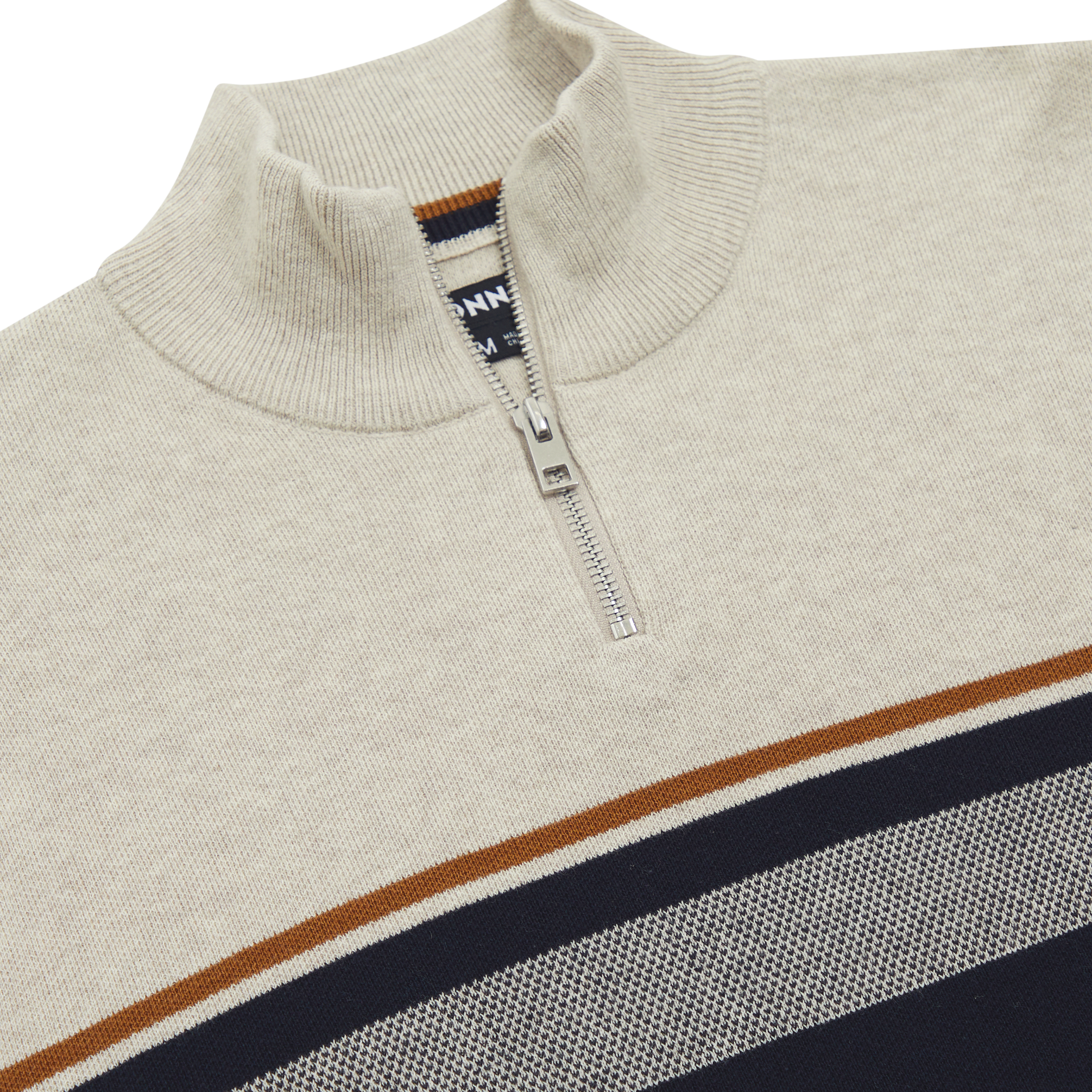 Ecru Garfield Cotton Quarter Zip Knit