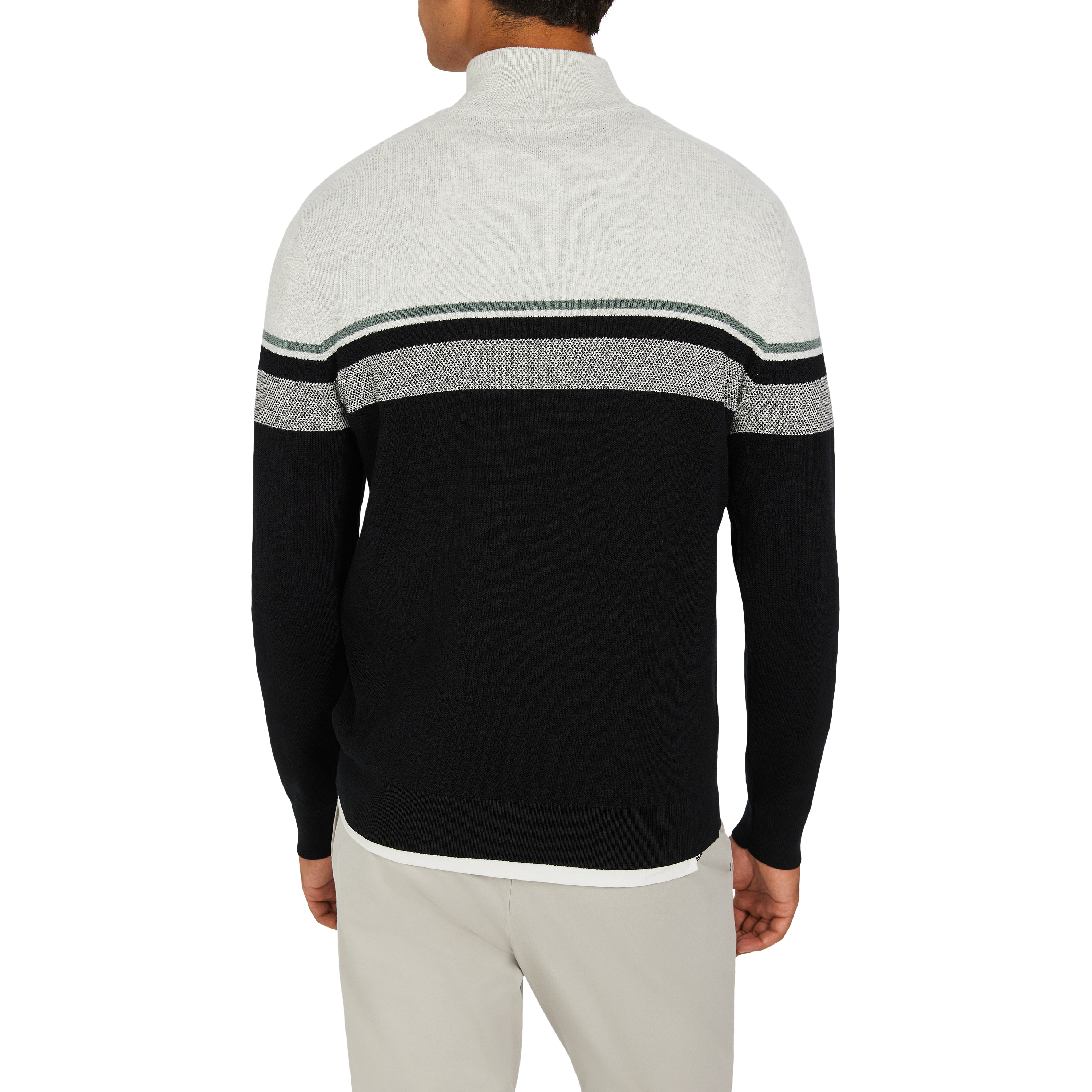 Ice Grey Garfield Cotton Quarter Zip Knit