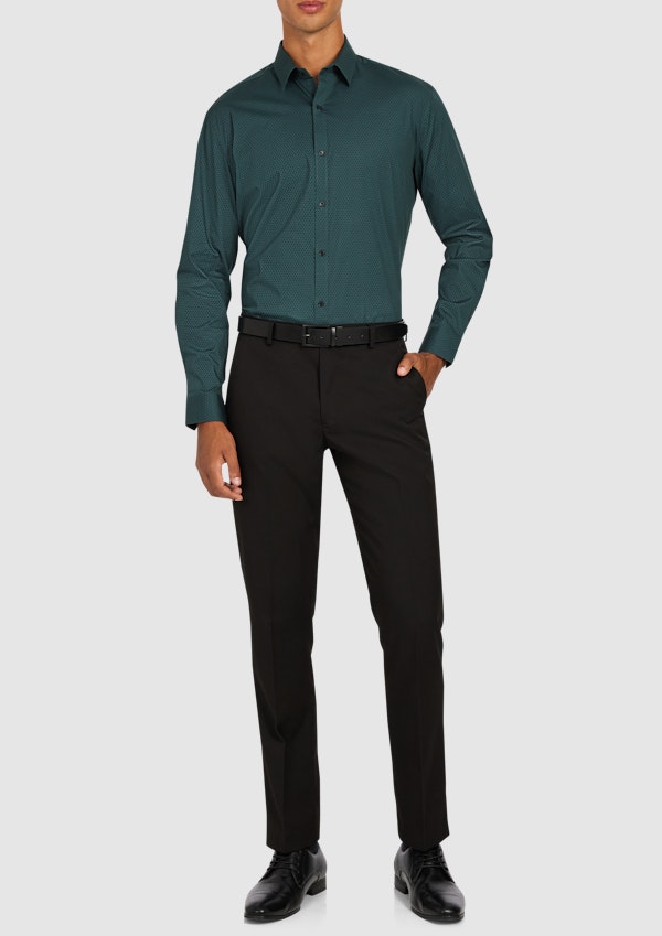Teal Green Finlay Print Classic Stretch Shirt