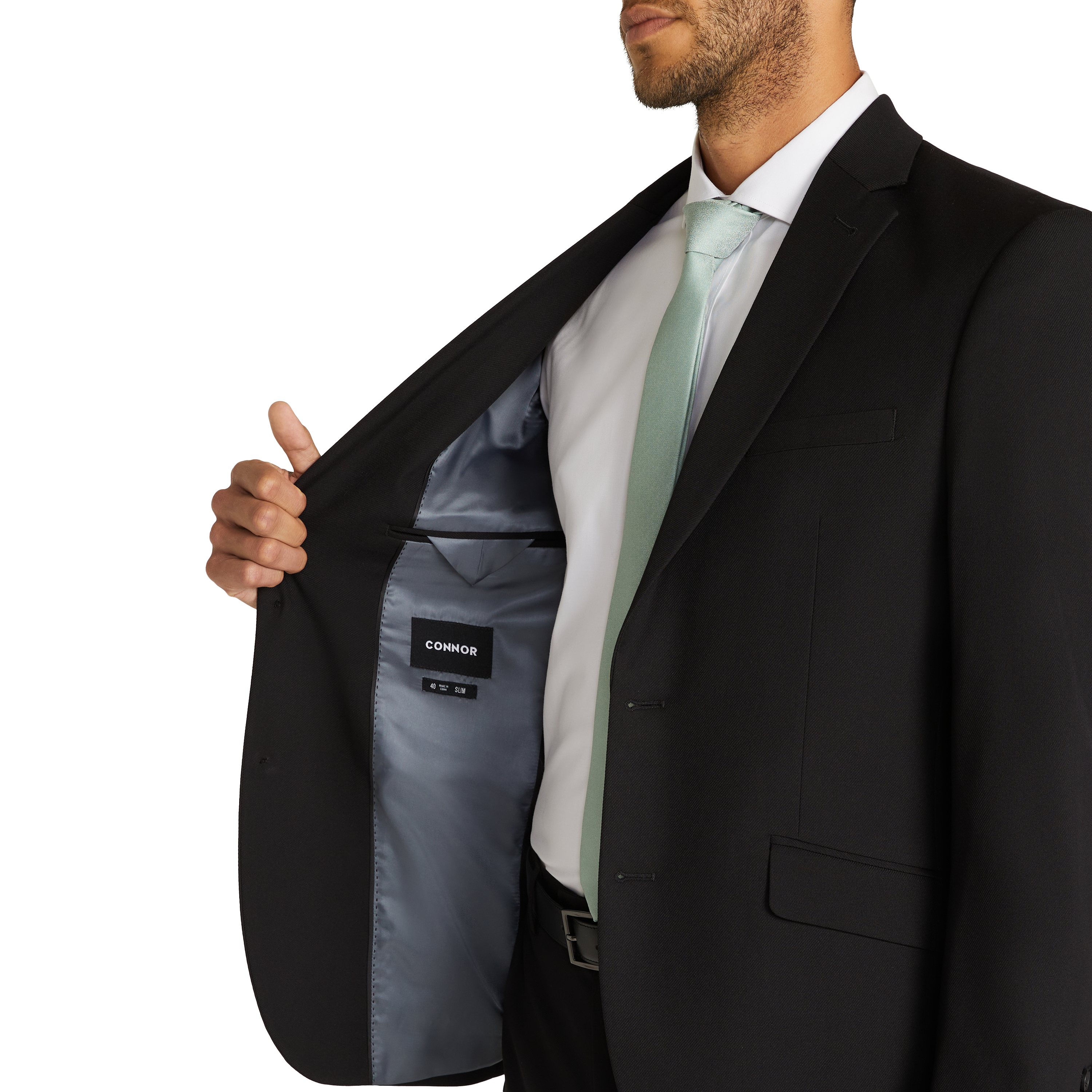 Black Hexham Slim Twill Stretch Suit Jacket
