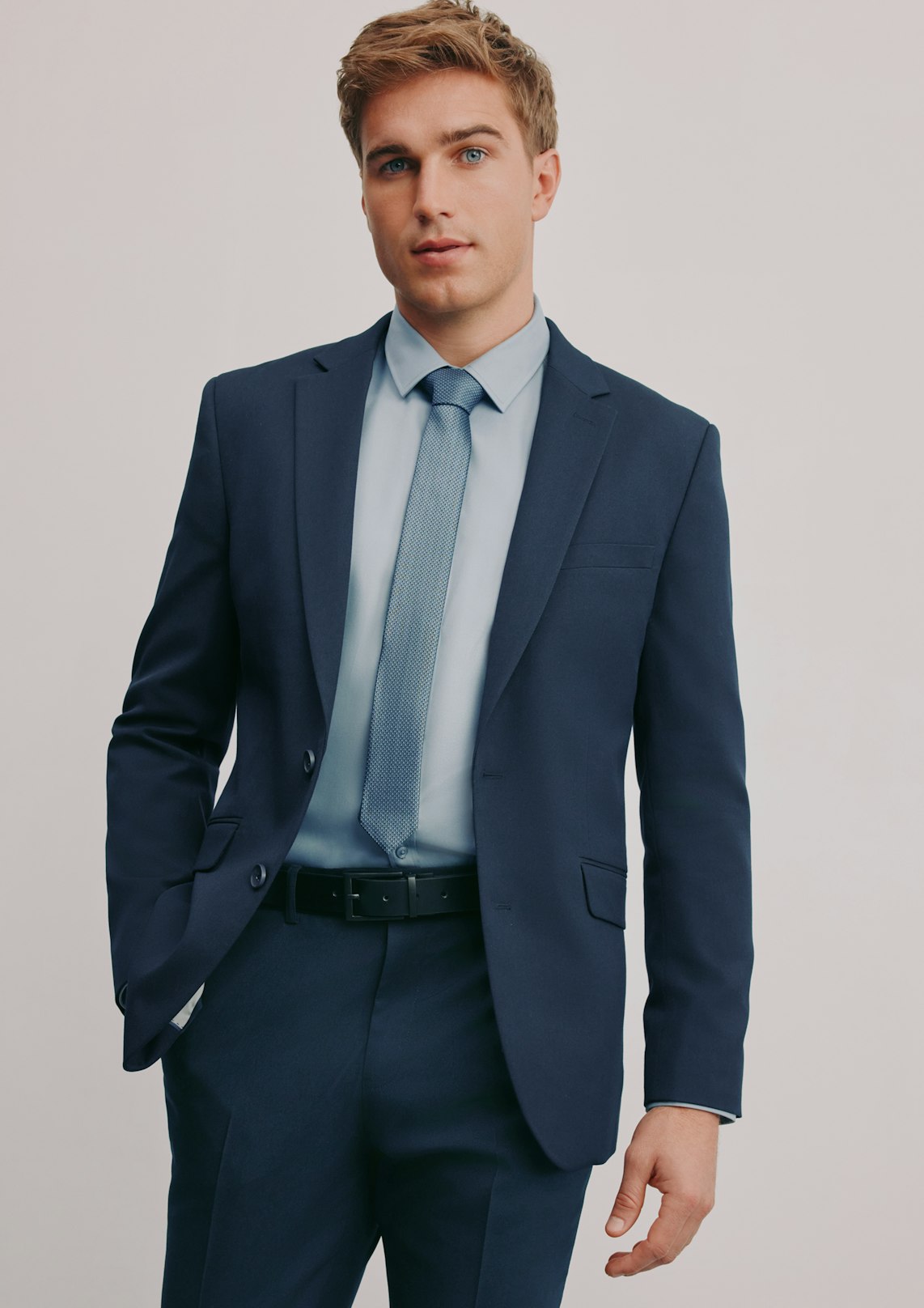 Navy Hexham Slim Twill Stretch Suit Jacket