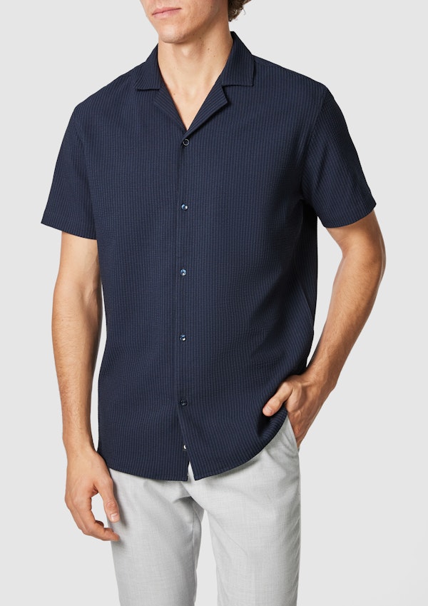 Navy Euston Stretch Shirt