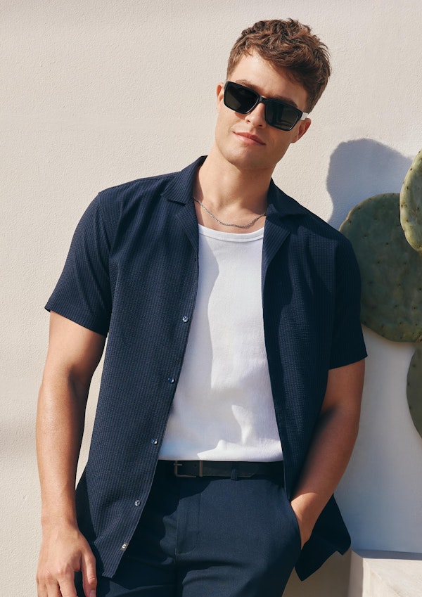 Navy Euston Stretch Shirt