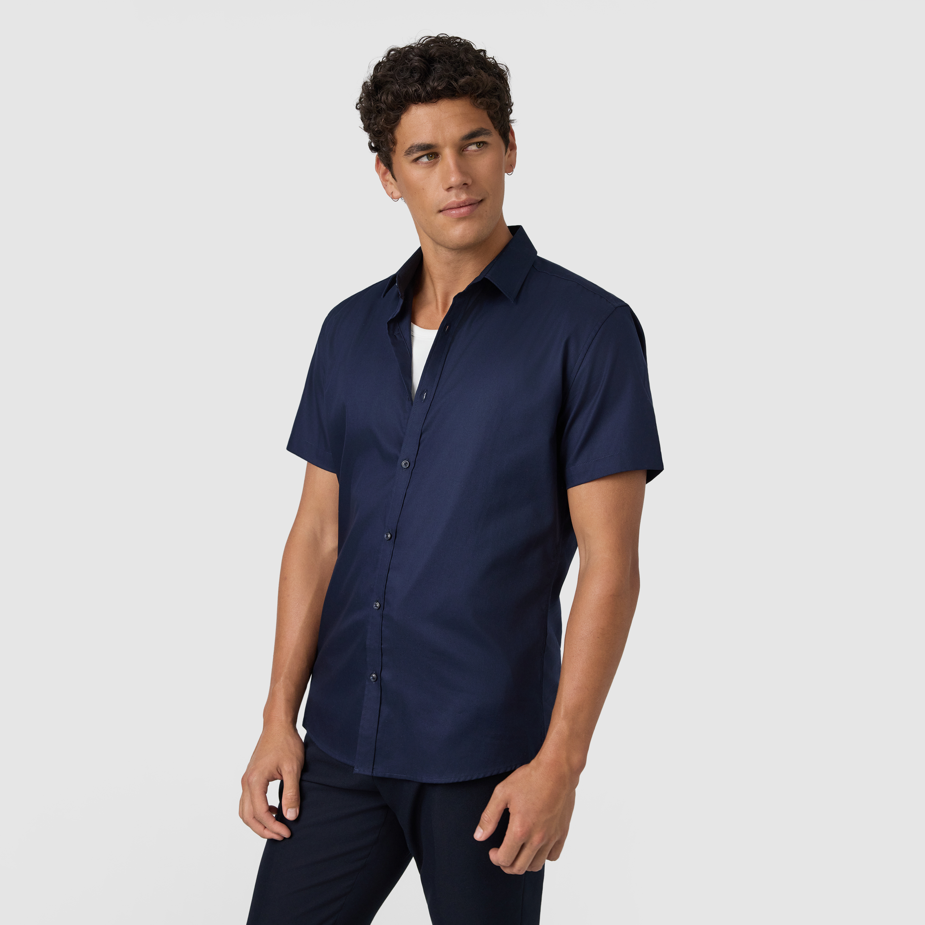 Navy London Slim Shirt