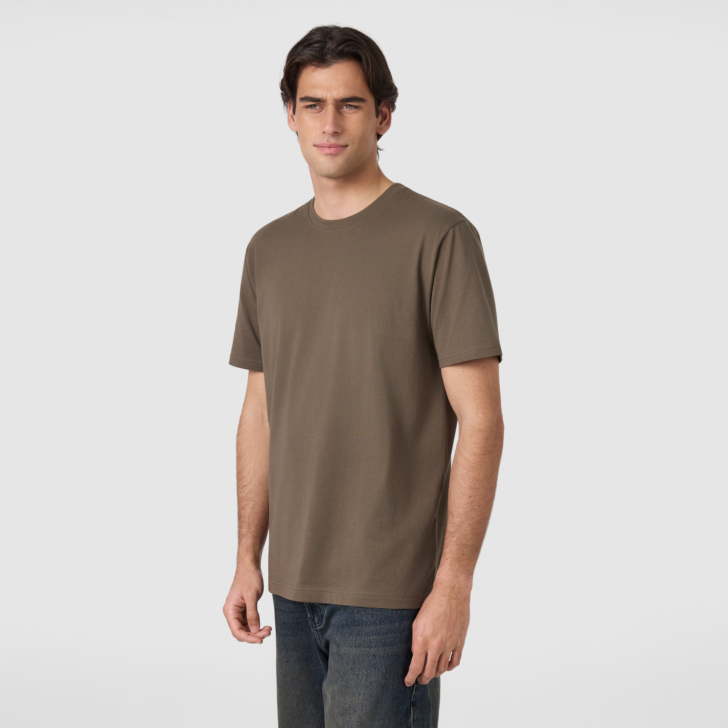 Light Brown Essential Relaxed Crew Neck Tee