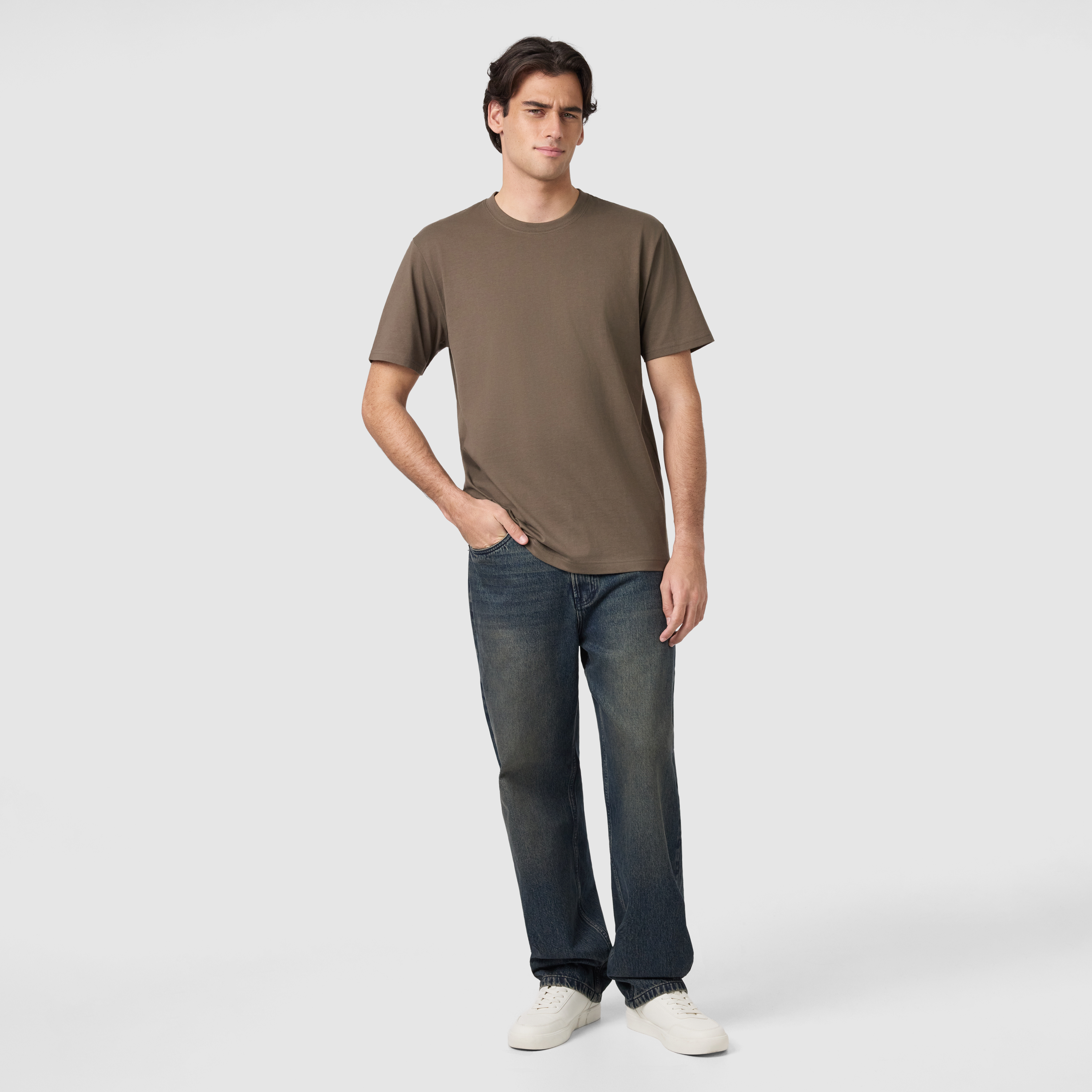 Light Brown Essential Relaxed Crew Neck Tee