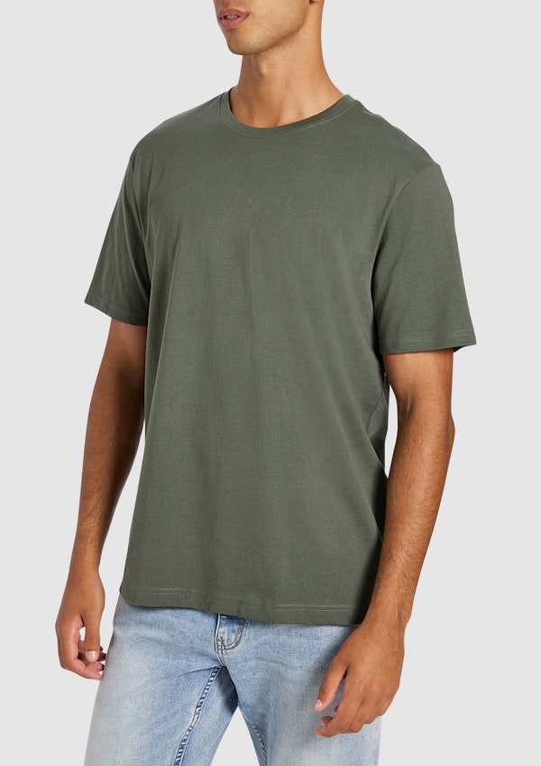 Military Green Essential Relaxed Crew Neck Tee