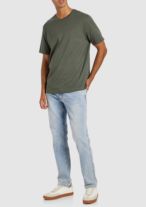 Military Green Essential Relaxed Crew Neck Tee