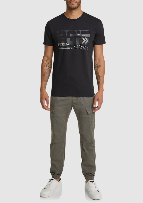 Black Lorenzo Graphic Crew Neck Tee