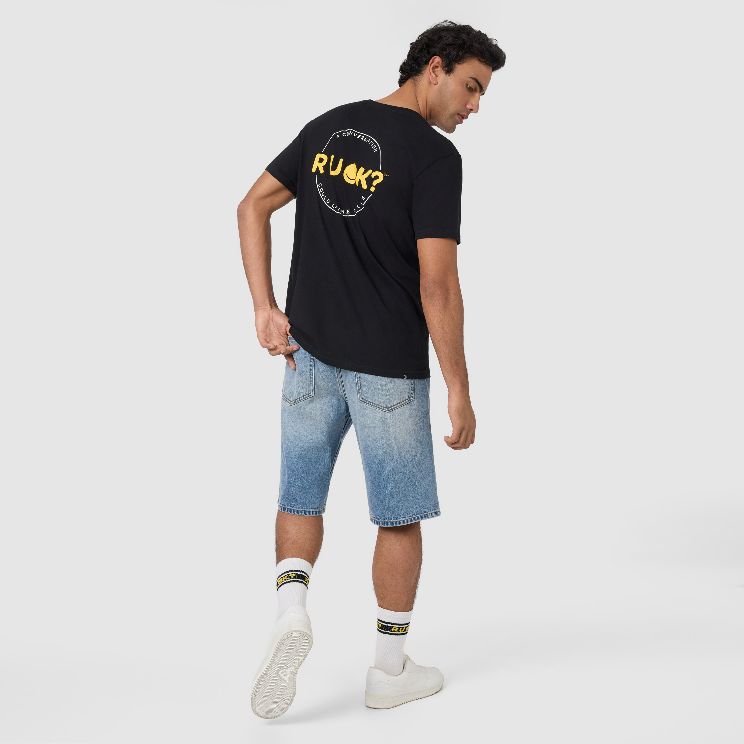 Black R U Ok Graphic Crew Neck Tee