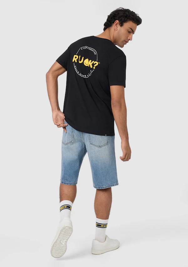 Black R U Ok Graphic Crew Neck Tee