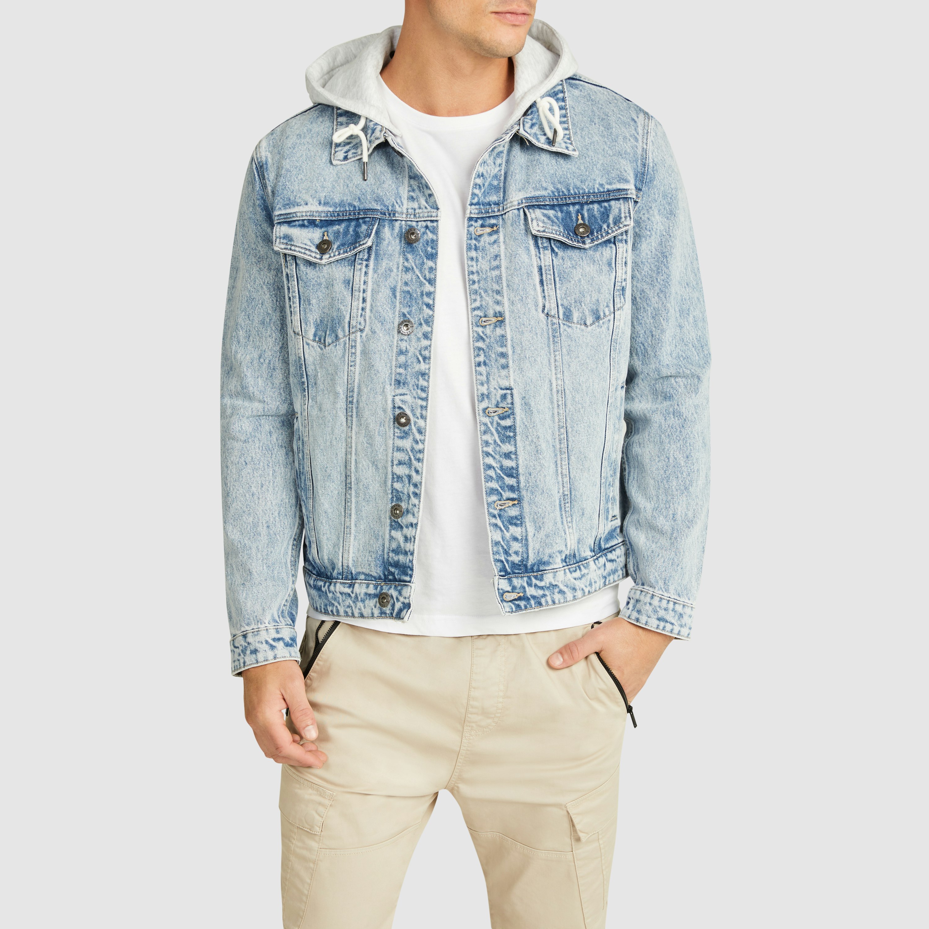 Light denim mens jacket best sale