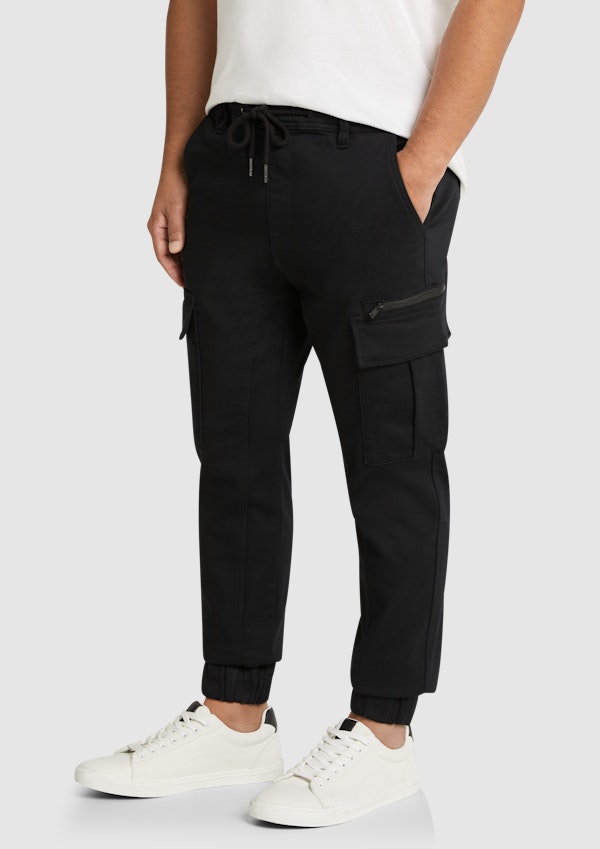 Black Arlo Stretch Cargo Jogger