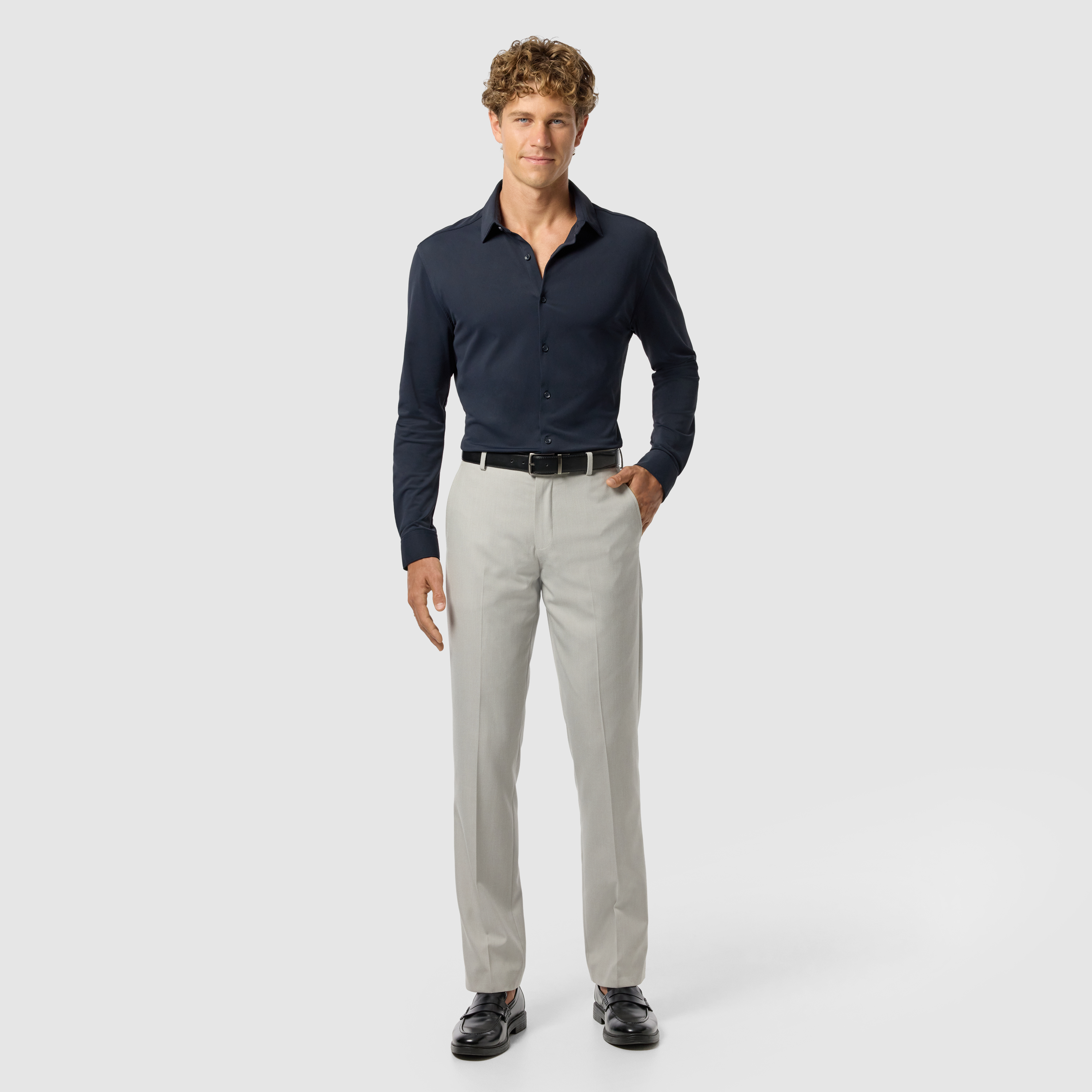 Navy Creston Super Stretch Slim Dress Shirt