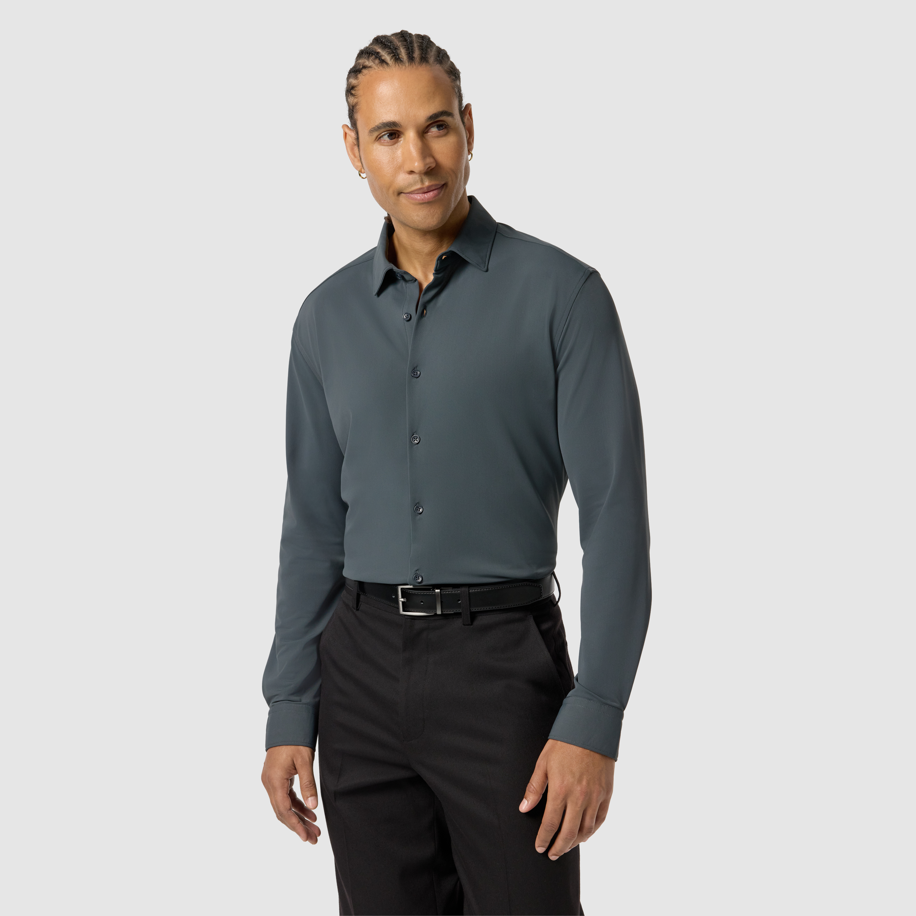Petrol Green Creston Super Stretch Slim Dress Shirt