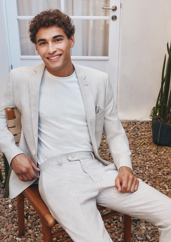 Sand Seville Slim Stretch Suit Jacket