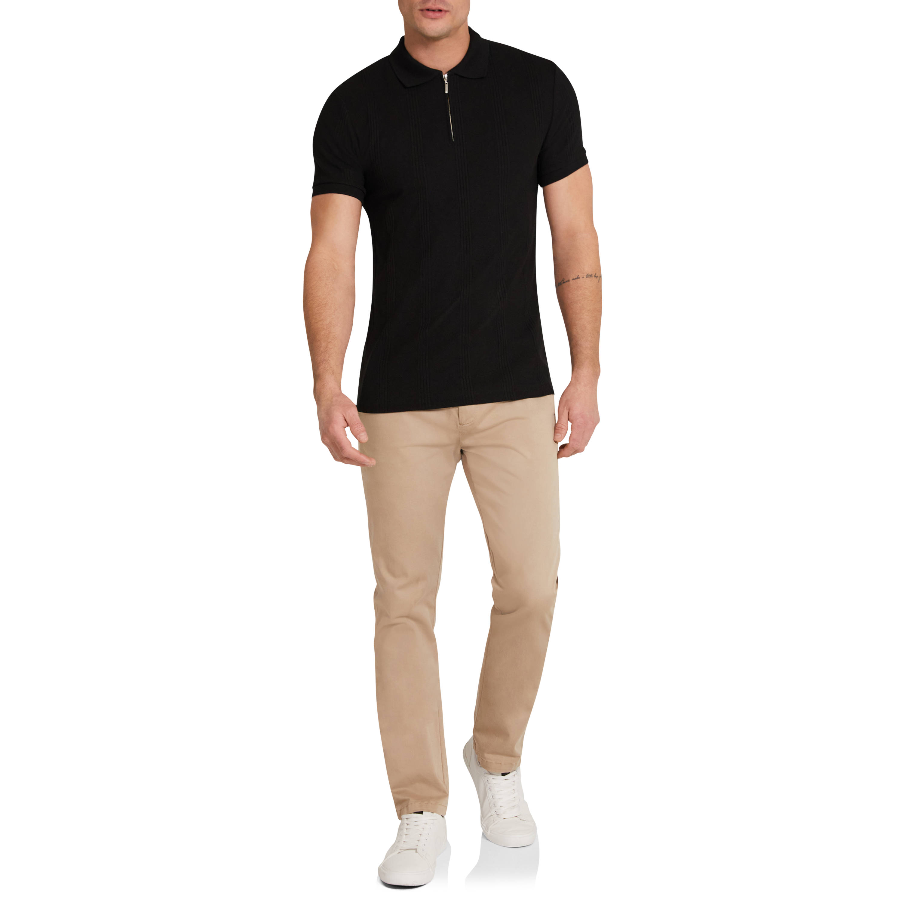 Black Dario Quarter Zip Smart Polo
