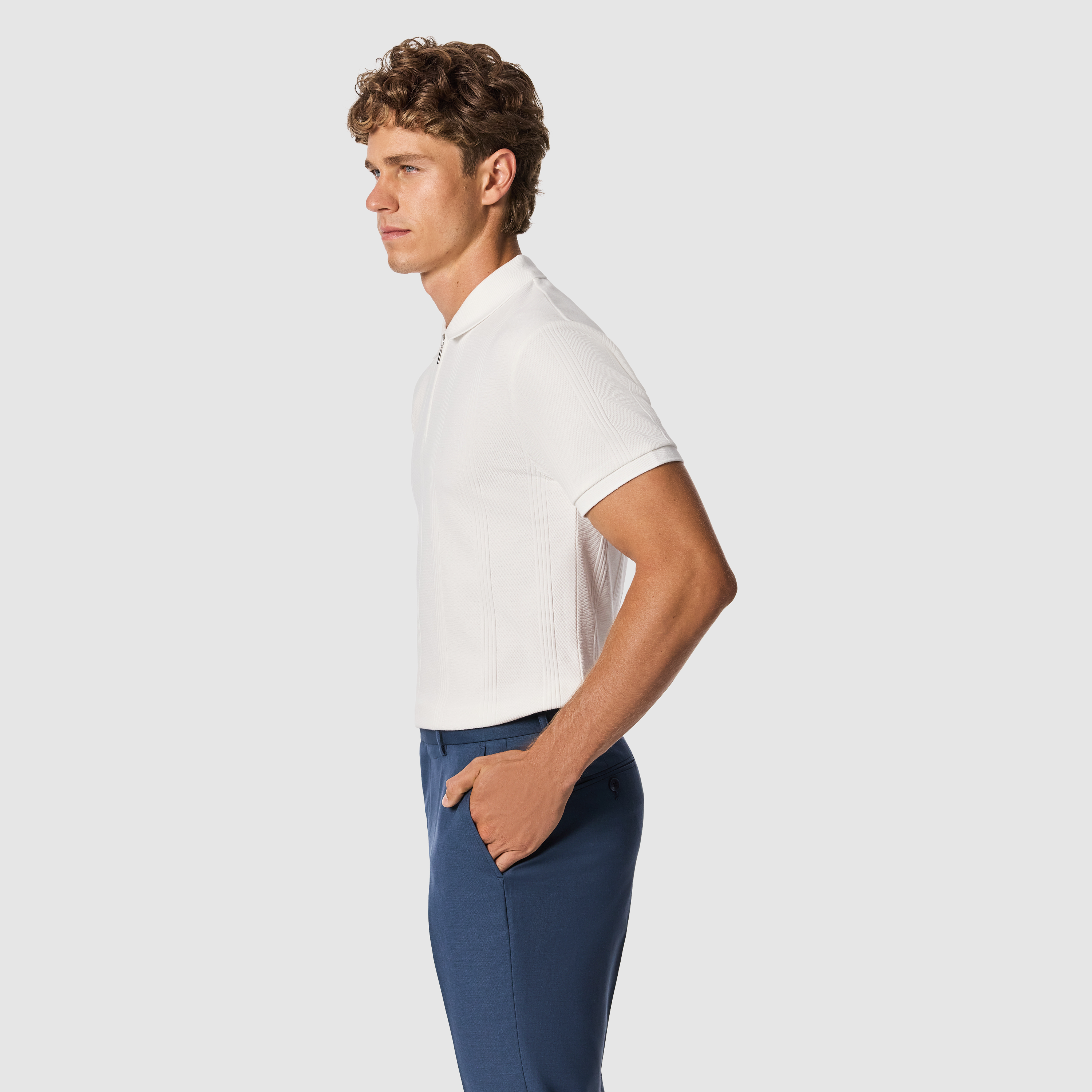 White Dario Quarter Zip Smart Polo