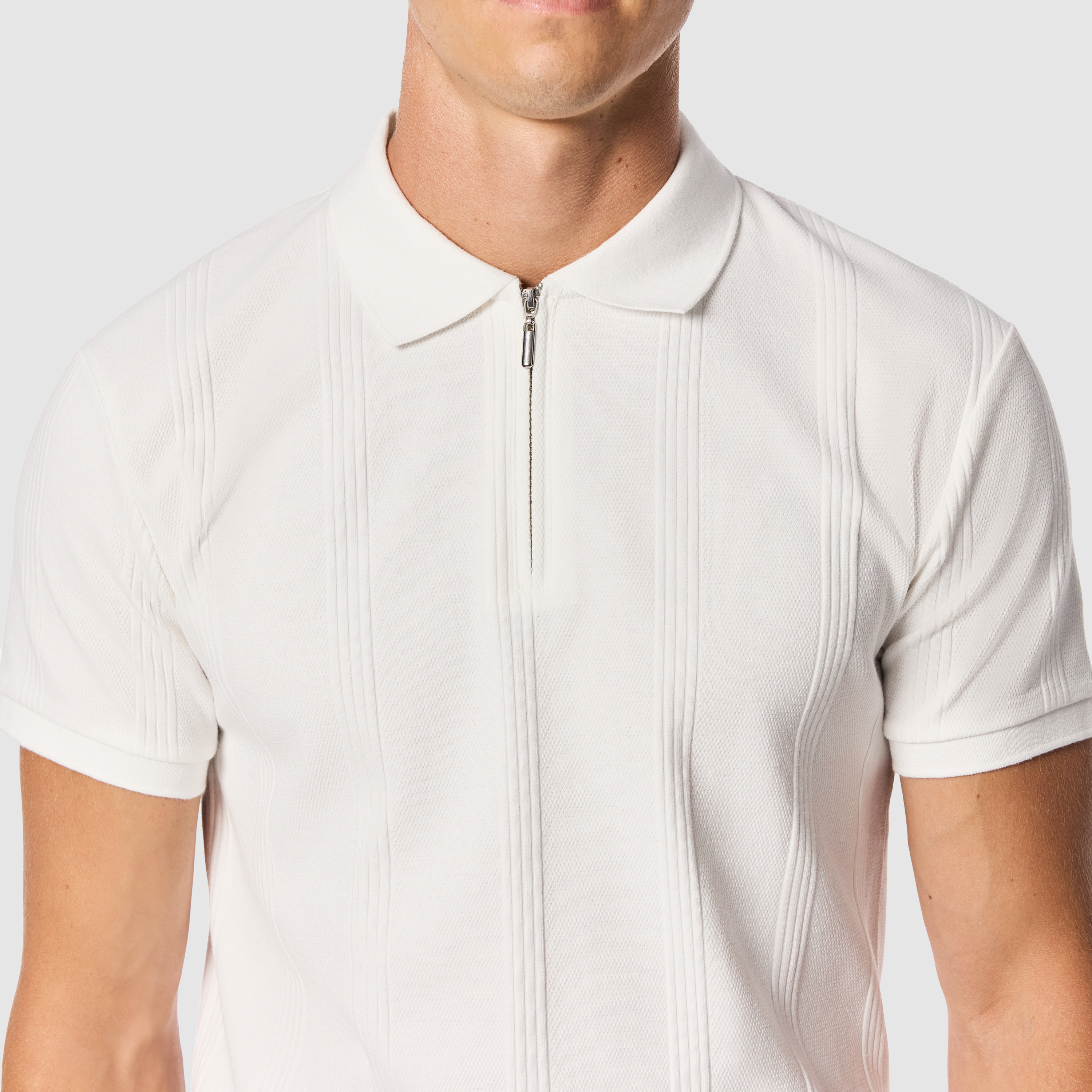 White Dario Quarter Zip Smart Polo
