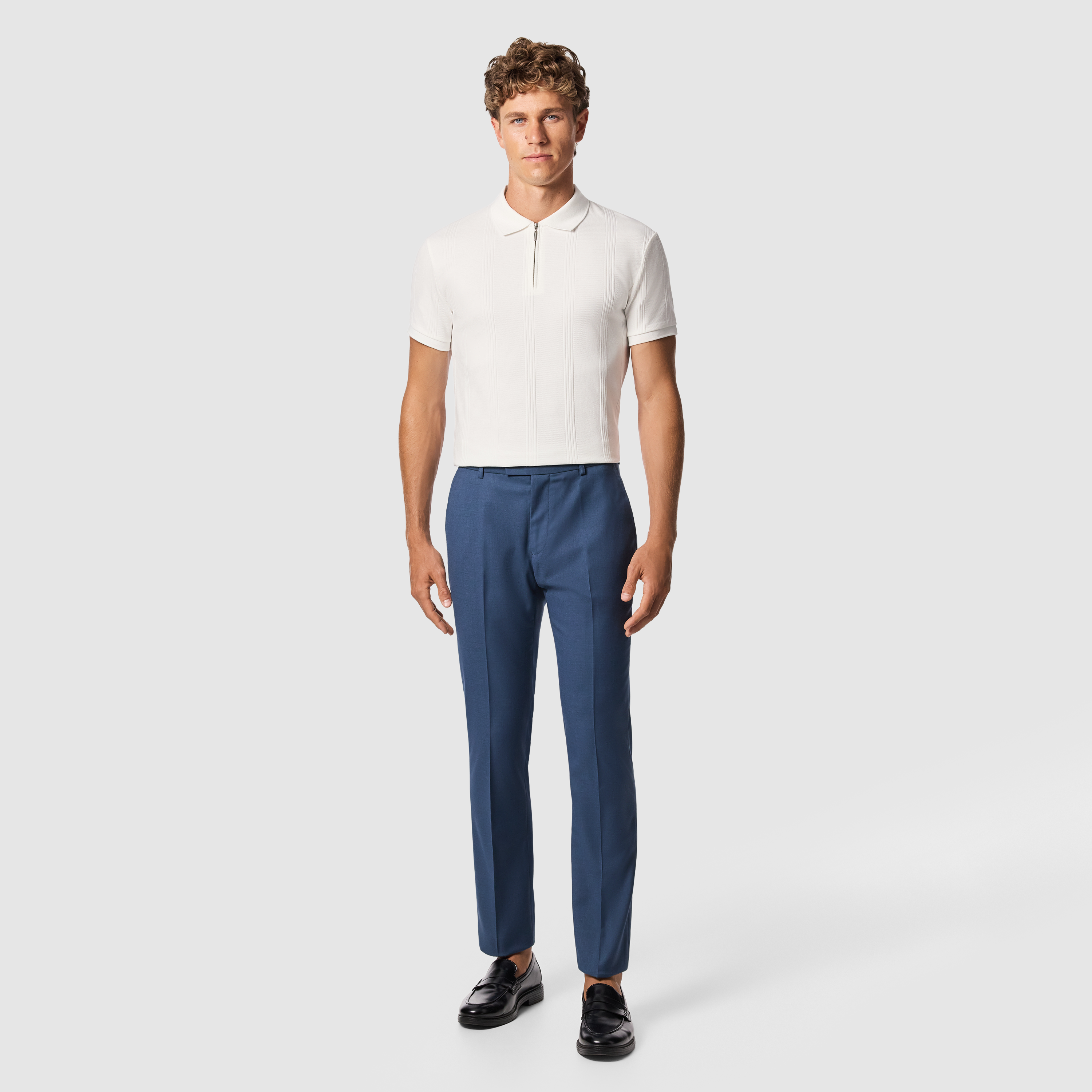 White Dario Quarter Zip Smart Polo