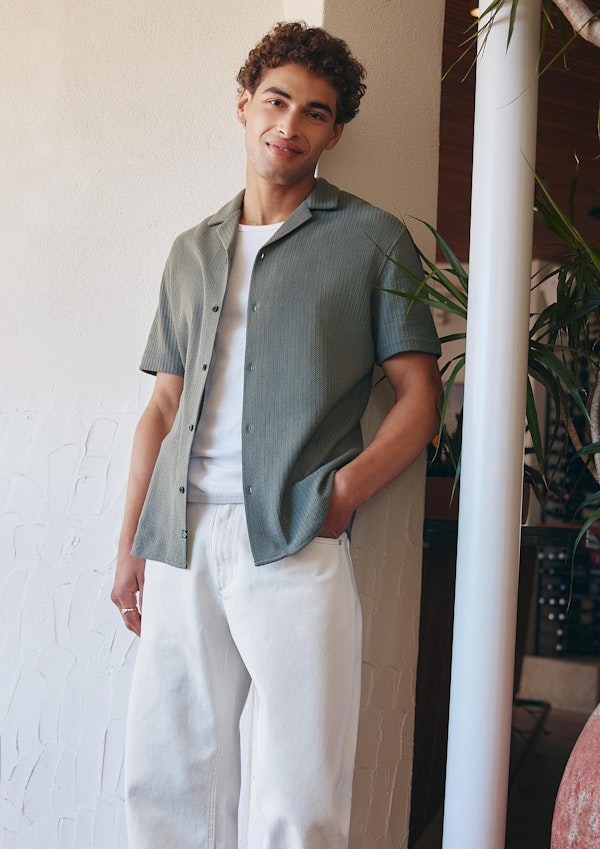 Military Green Matera Textured Shirt