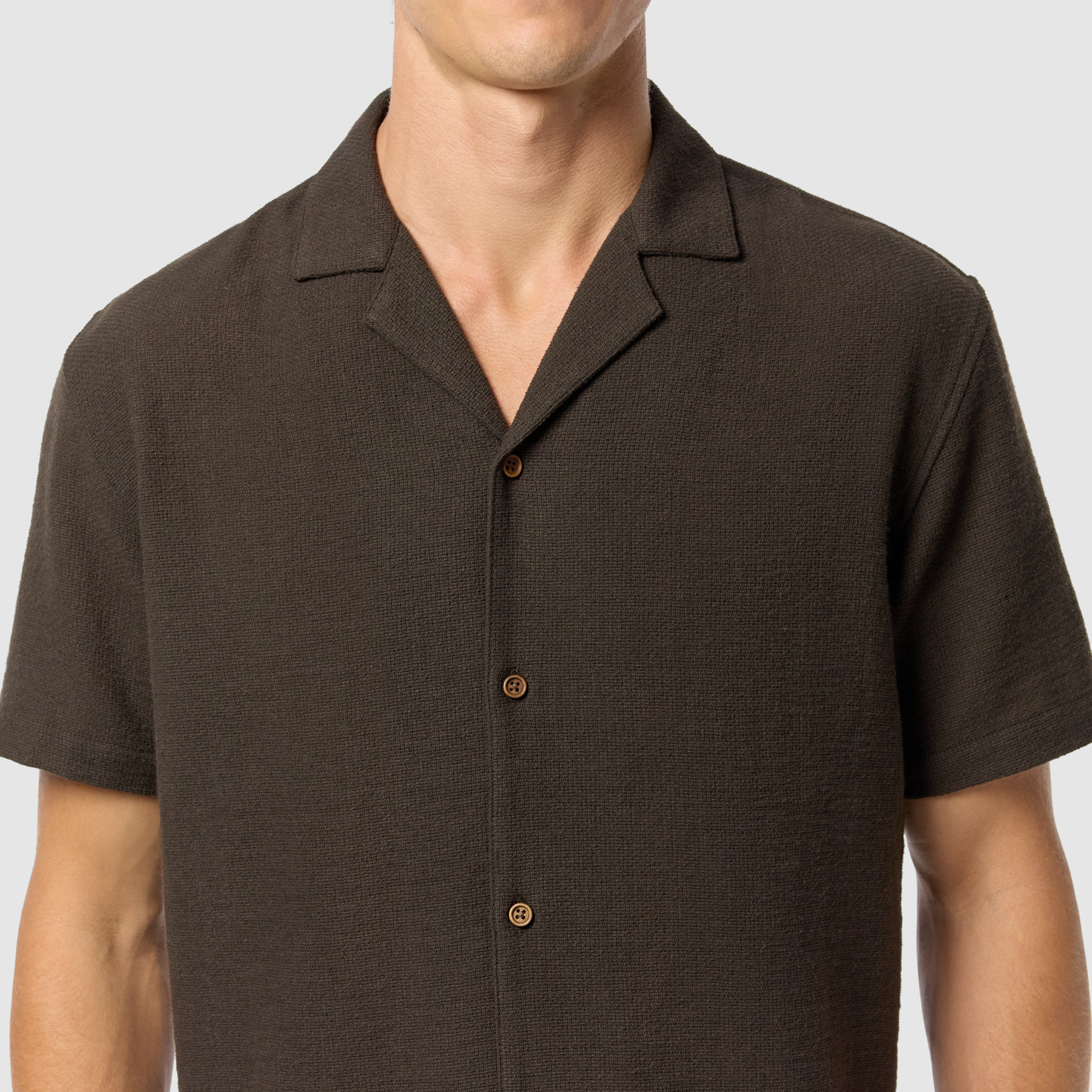 Chocolate Sekope Textured Short Sleeve Shirt