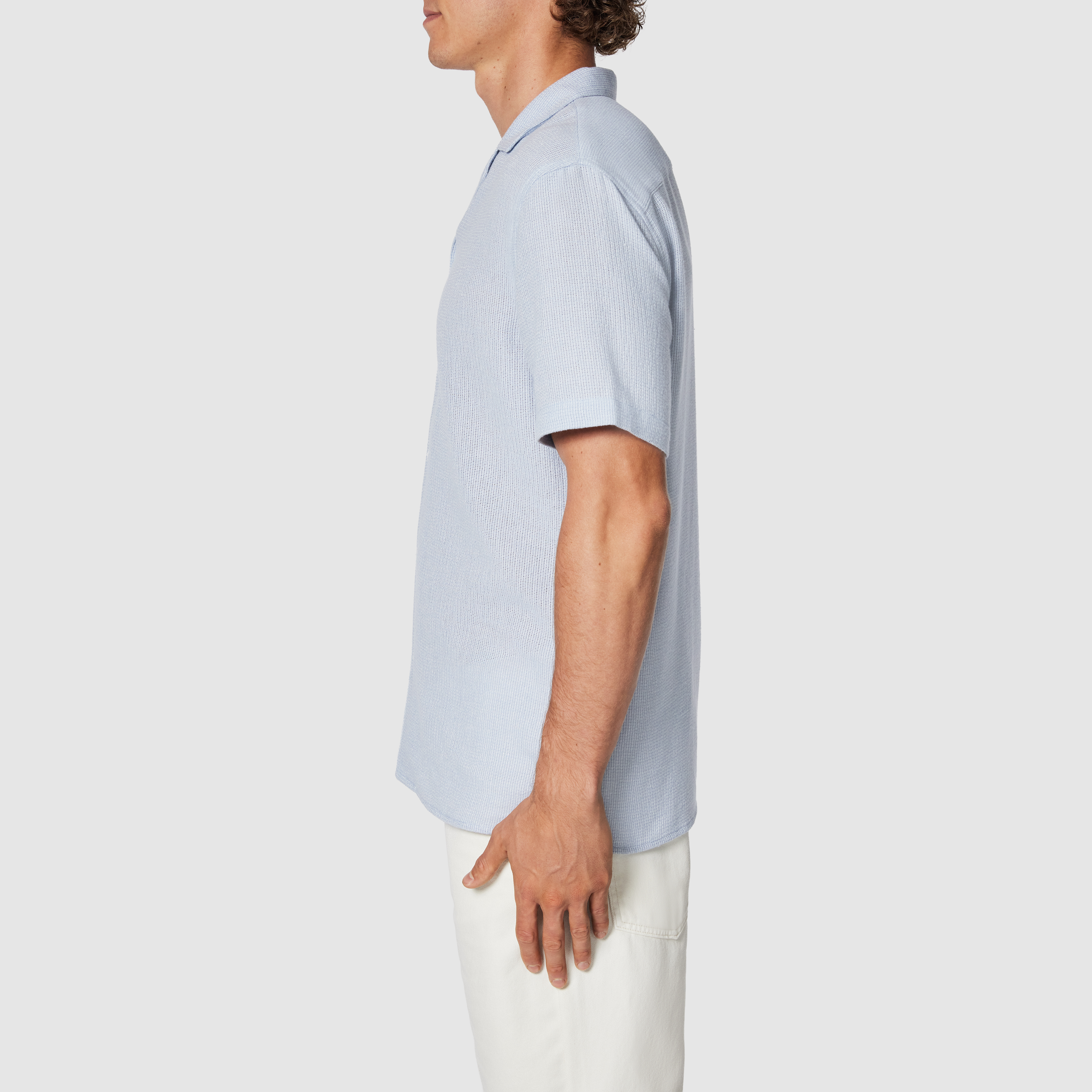 Light Blue Sekope Textured Short Sleeve Shirt