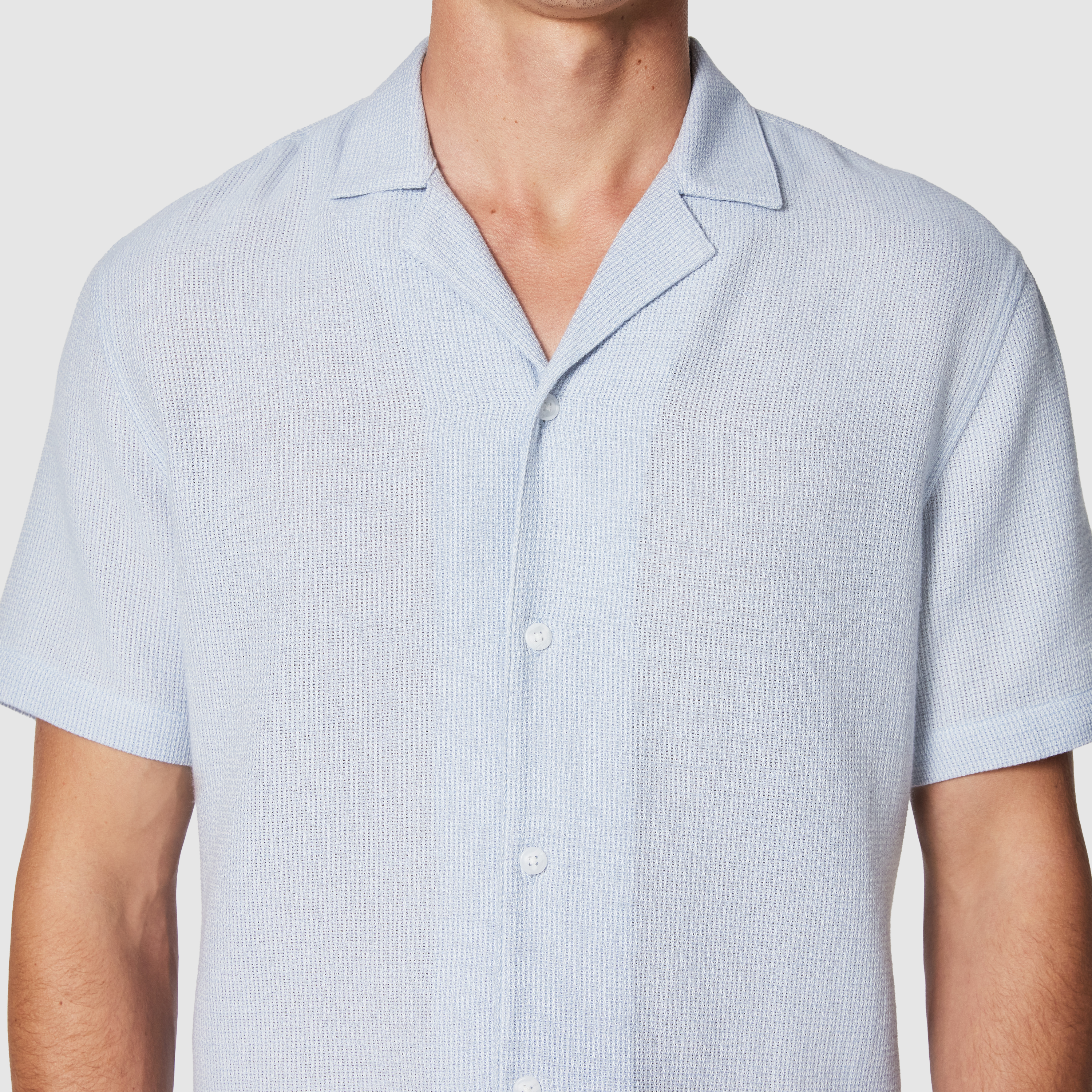 Light Blue Sekope Textured Short Sleeve Shirt