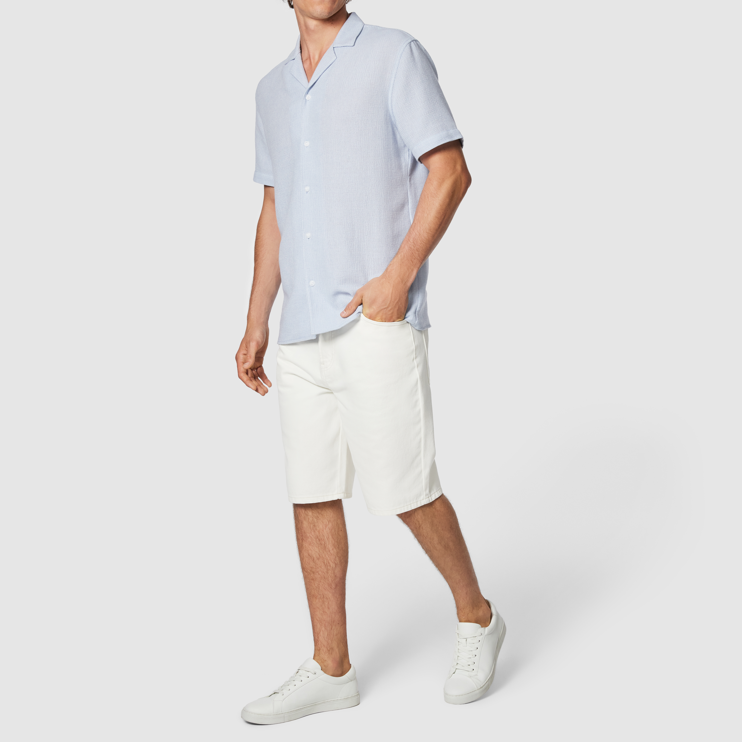 Light Blue Sekope Textured Short Sleeve Shirt