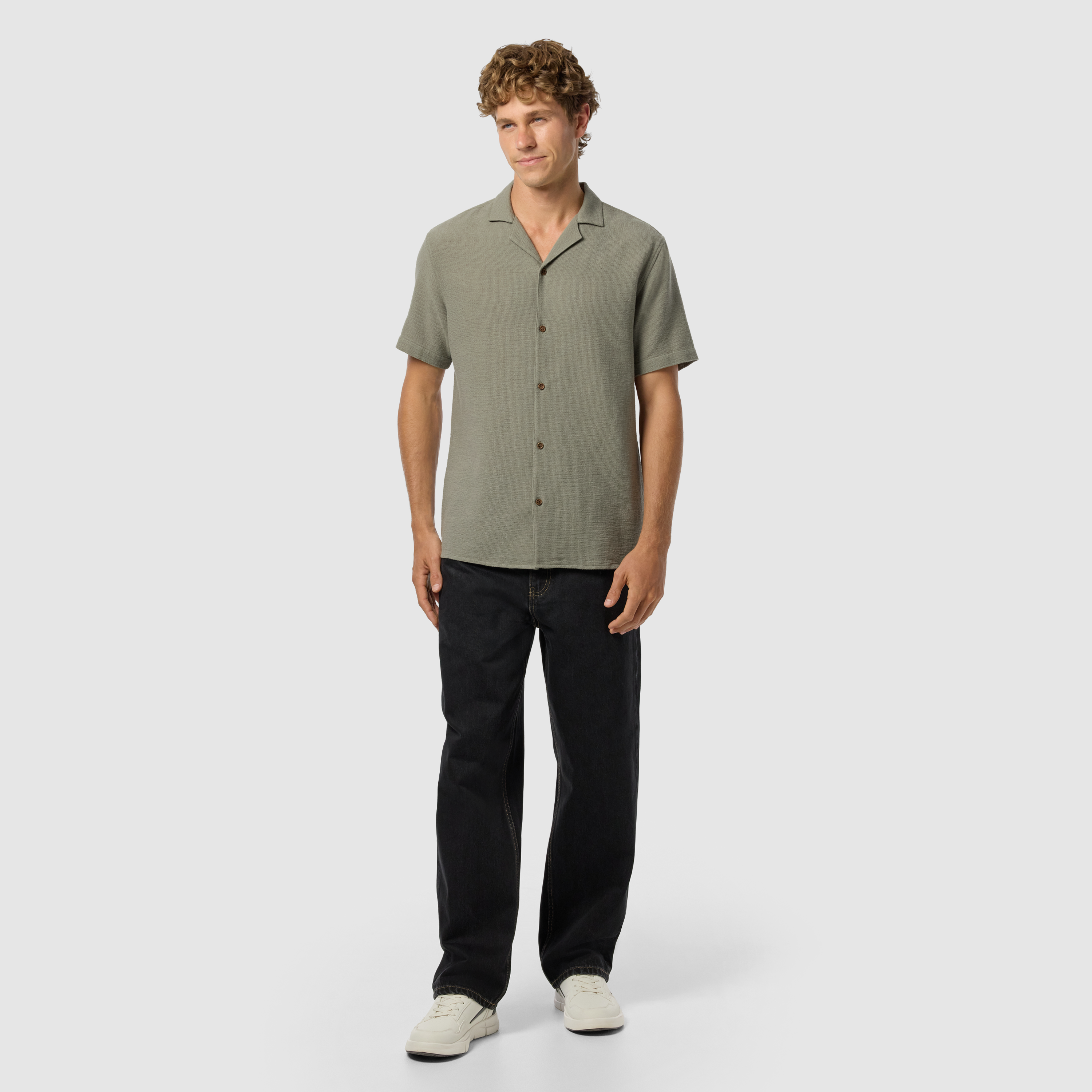 Sage Green Sekope Textured Short Sleeve Shirt