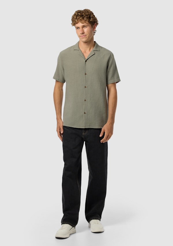 Sage Green Sekope Textured Short Sleeve Shirt