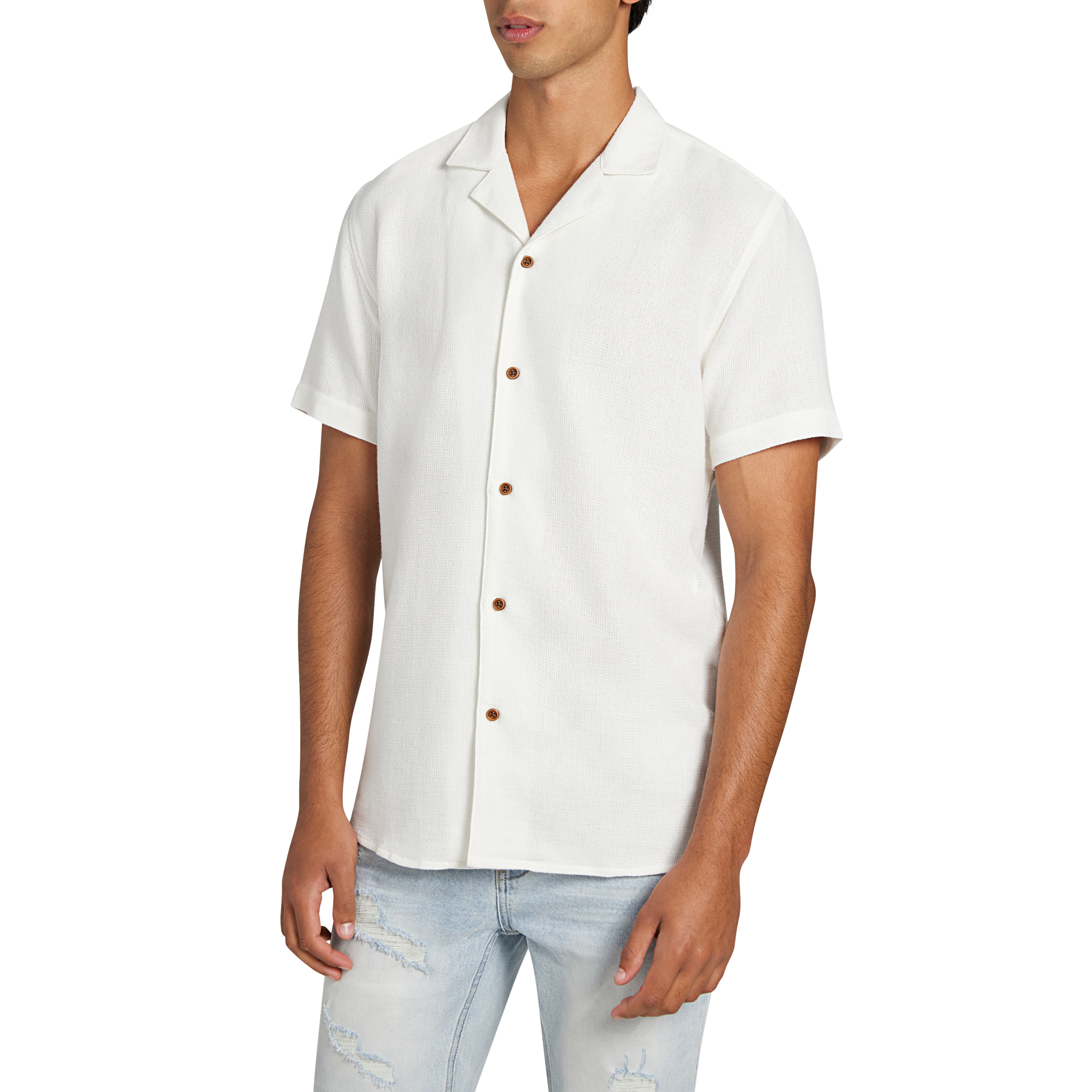 White Sekope Texture Short Sleeve Shirt | Men's Tops | Connor AU