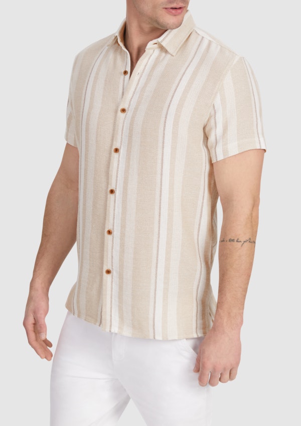 Sand River Stripe Knitted Short Sleeve Shirt