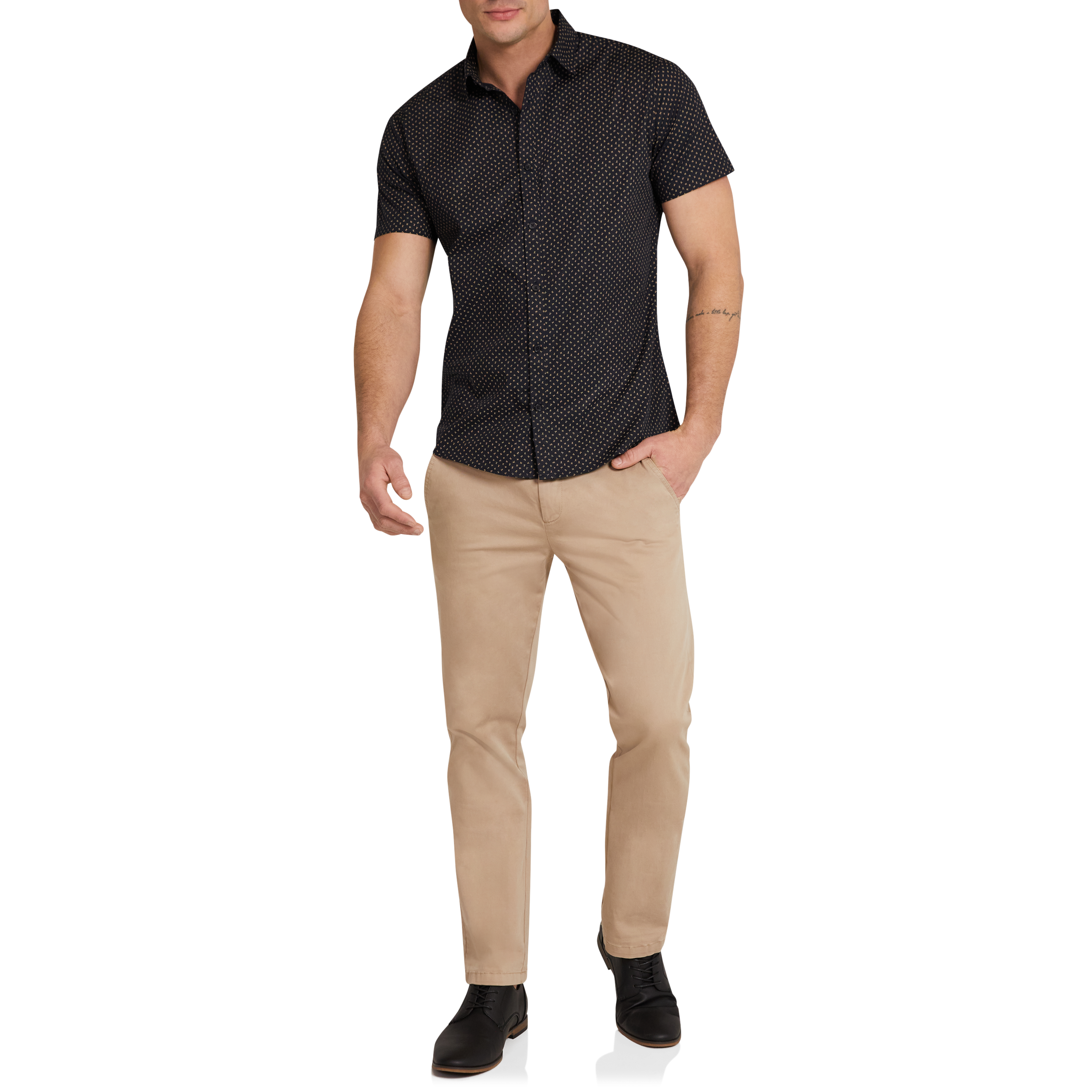 Navy Elgar Ditsy Cotton Short Sleeve Shirt