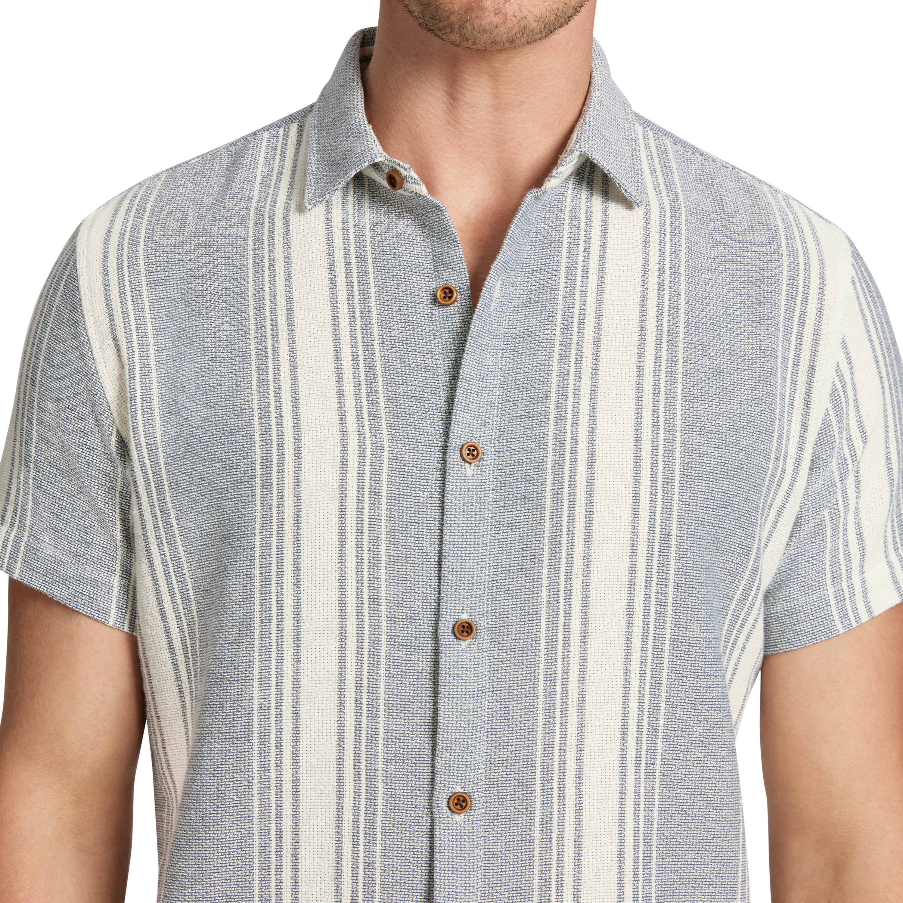 Jonah Textured Stripe Knitted Short Sleeve Shirt