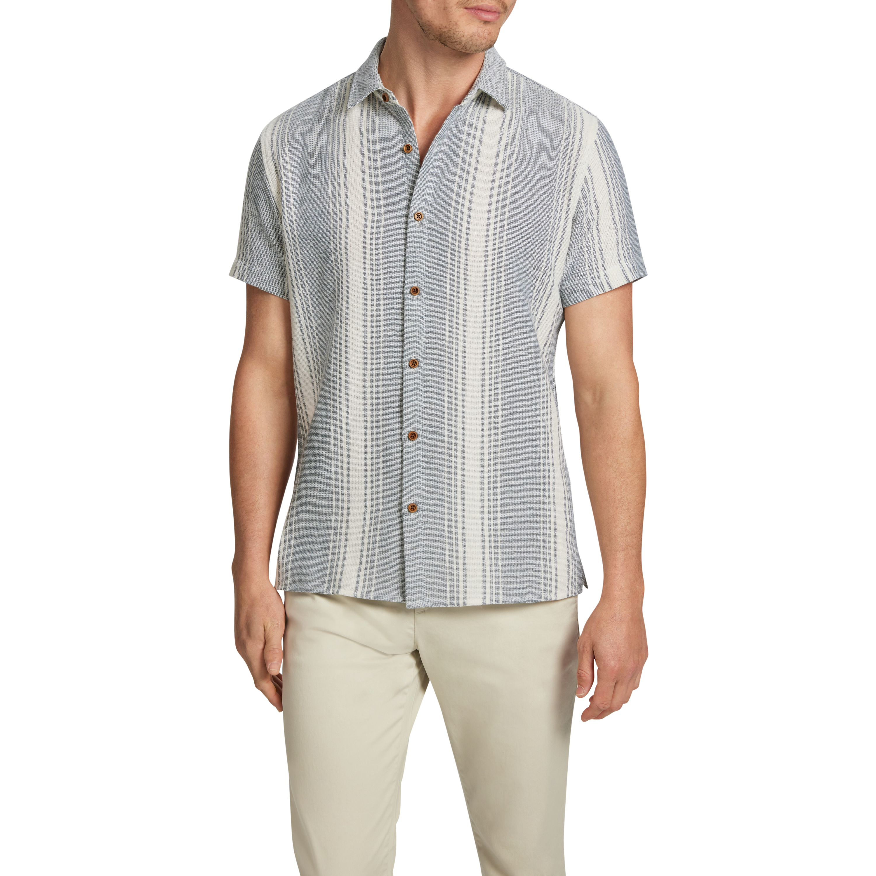 Jonah Textured Stripe Knitted Short Sleeve Shirt