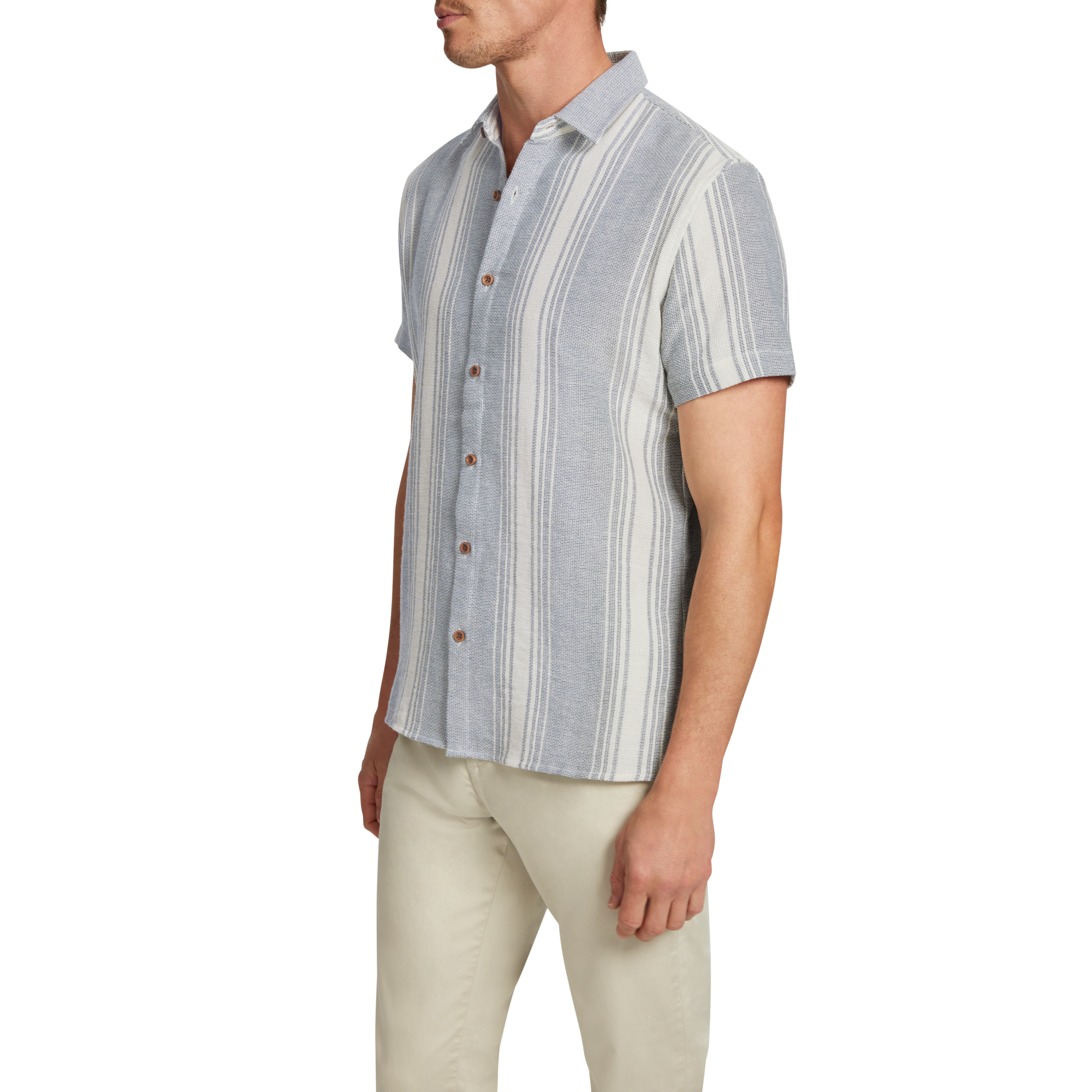 Jonah Textured Stripe Knitted Short Sleeve Shirt