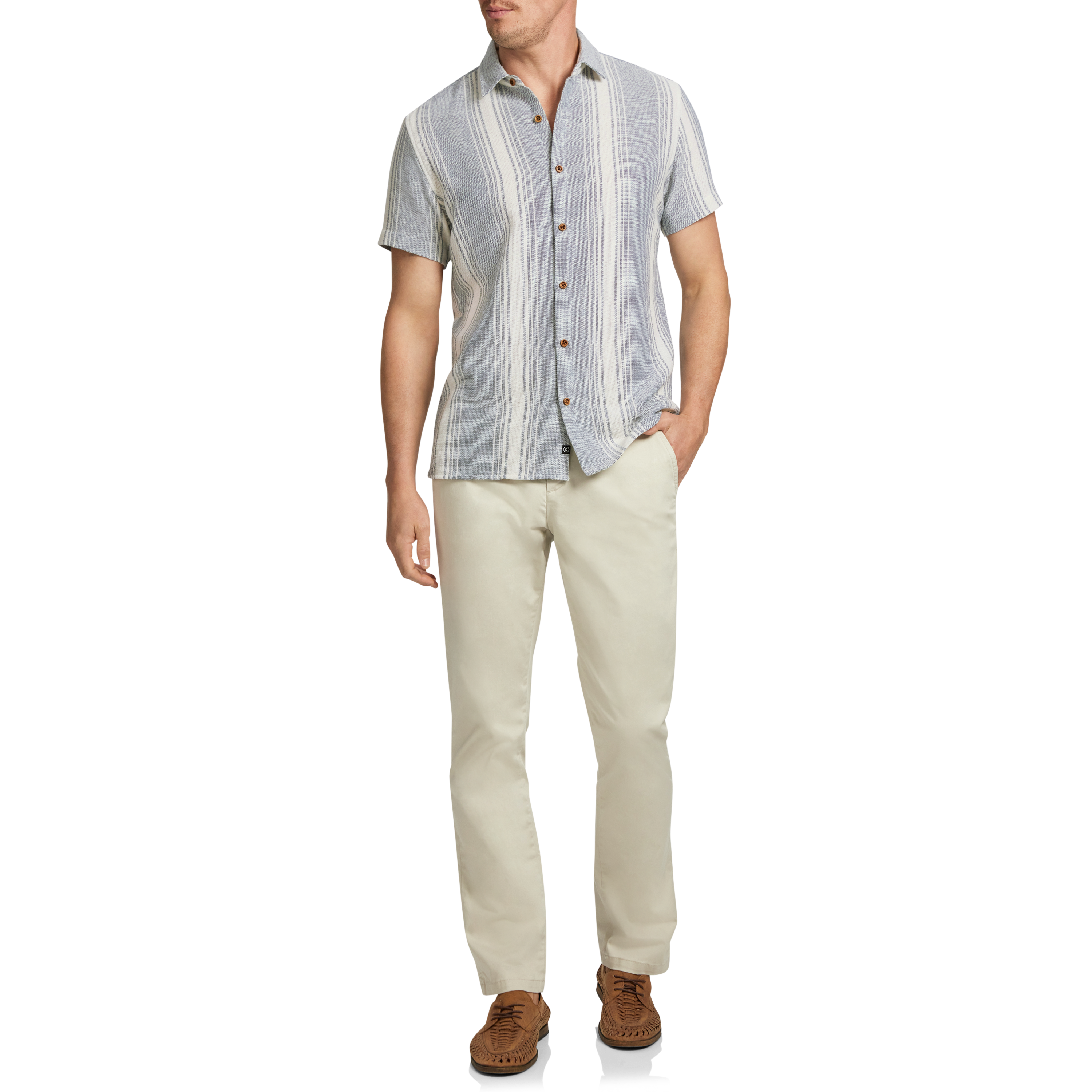 Jonah Textured Stripe Knitted Short Sleeve Shirt