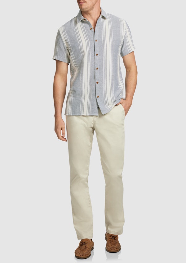 Blue Jonah Textured Stripe Knitted Short Sleeve Shirt