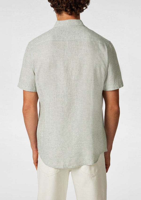 Light Green Kieran Linen Blend Short Sleeve Shirt