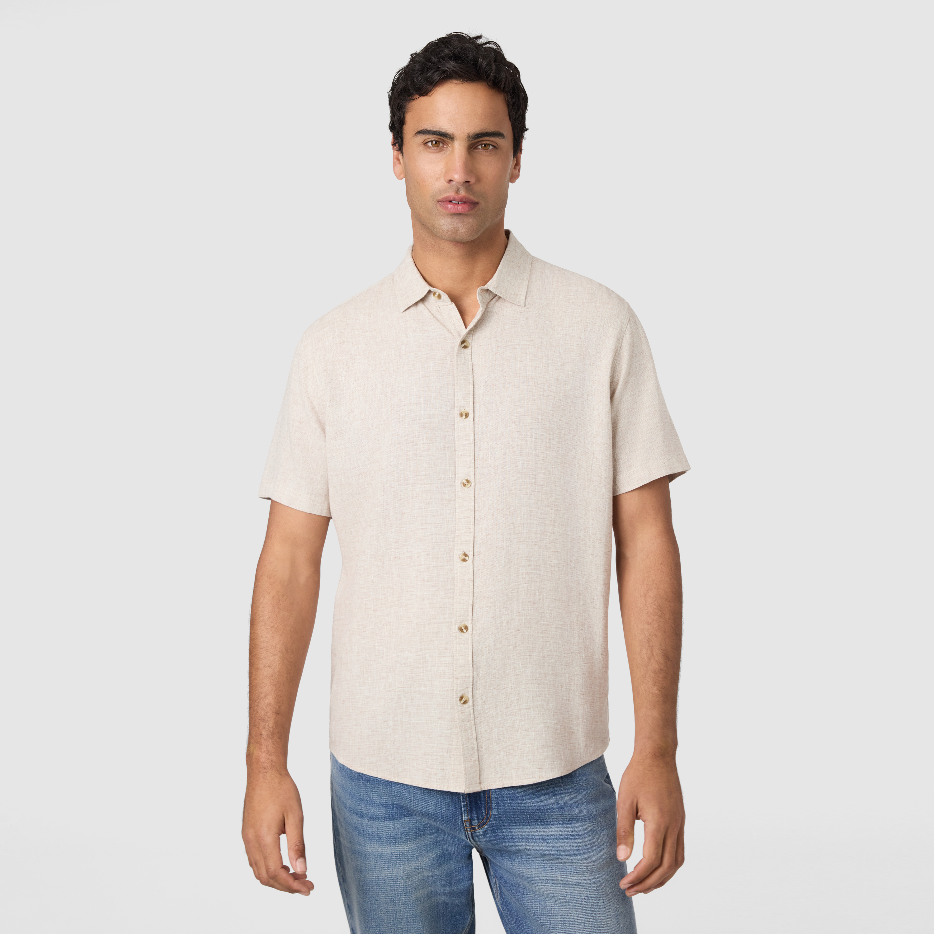Kieran Linen Blend Short Sleeve Shirt
