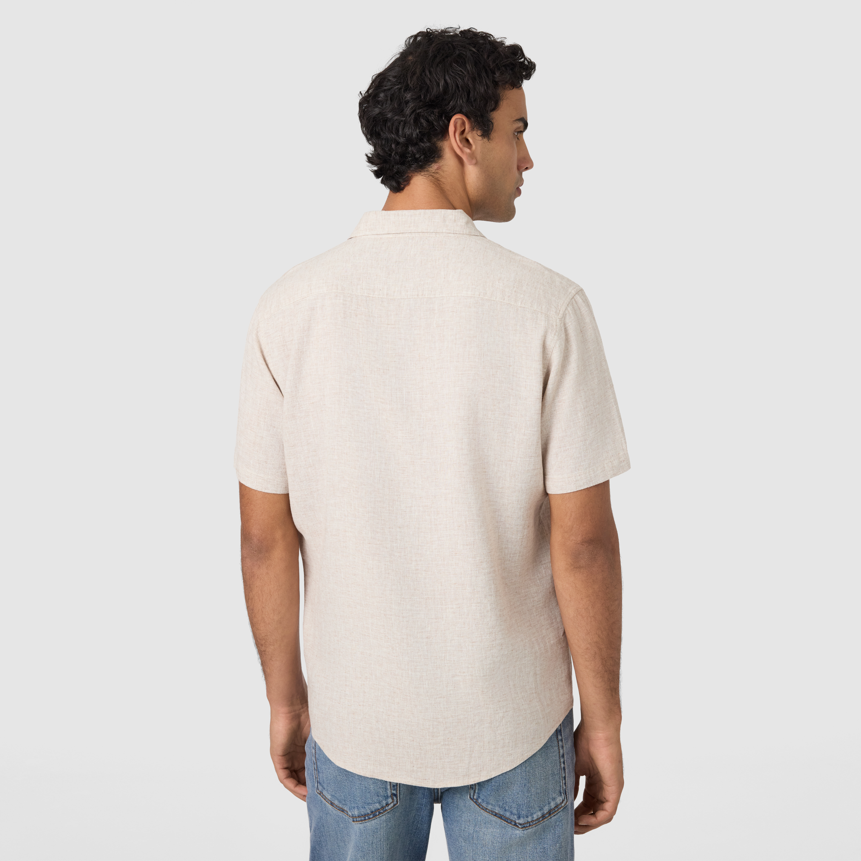 Sand Kieran Linen Blend Short Sleeve Shirt