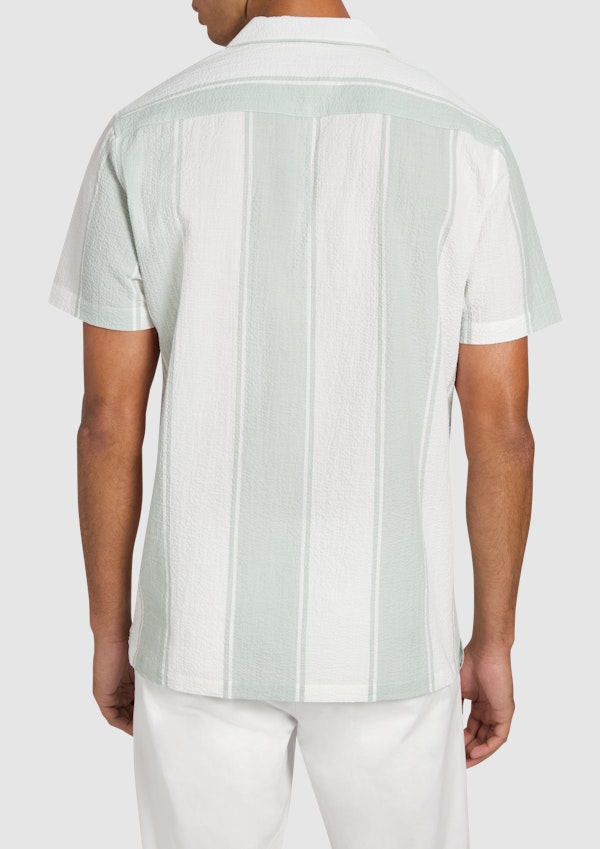 Sage Green Frampton Textured Stripe Short Sleeve Shirt