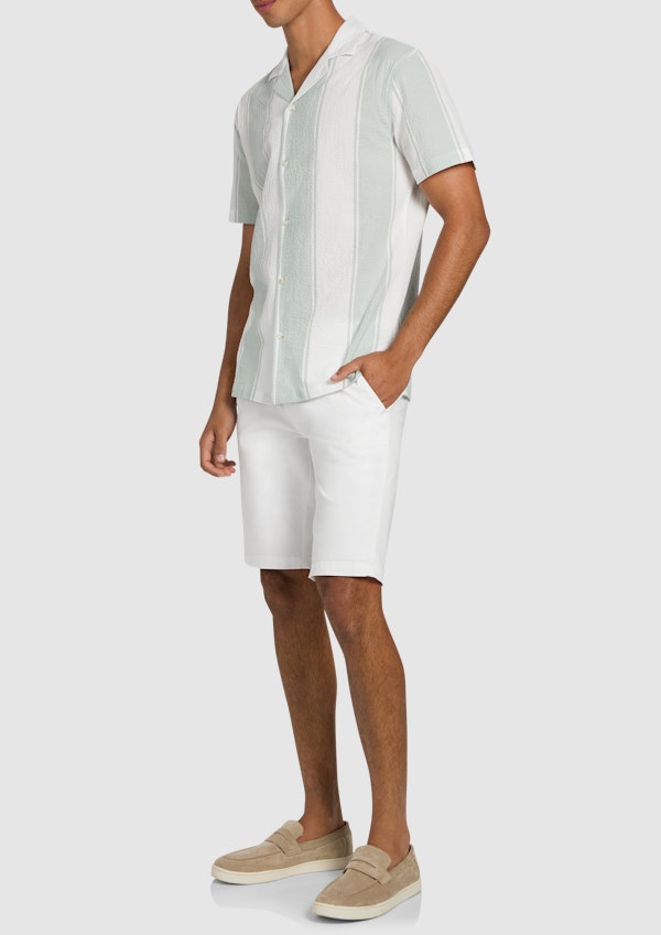 Sage Green Frampton Textured Stripe Short Sleeve Shirt